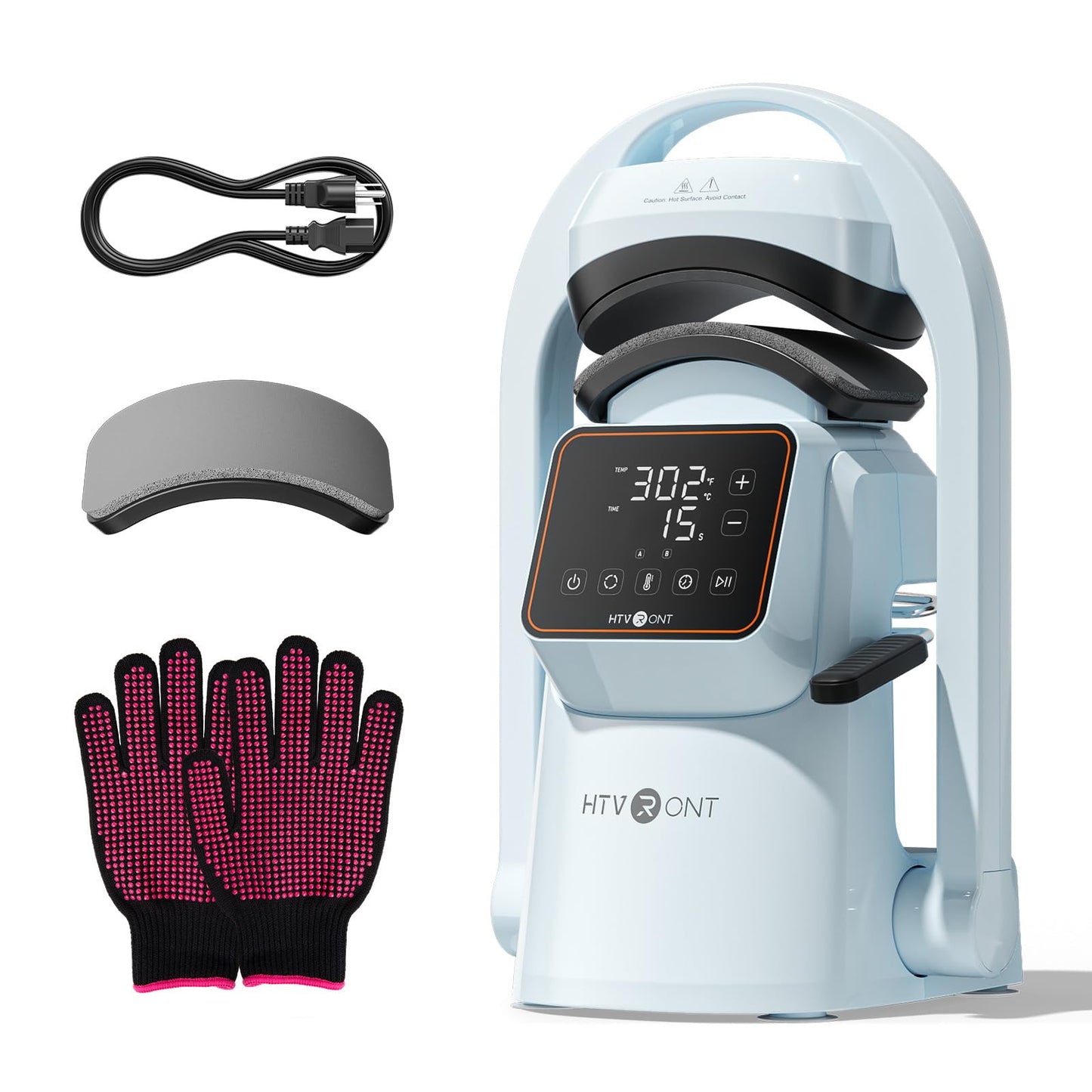 HTVRONT Auto Hat Press Machine - Hat Heat Press Machine with Precise Temp&Timer Control, Hat Heat Press Machine for Caps with 2 Platens, Compatible with DTF Film, Embroidery, Sublimation (Blue)