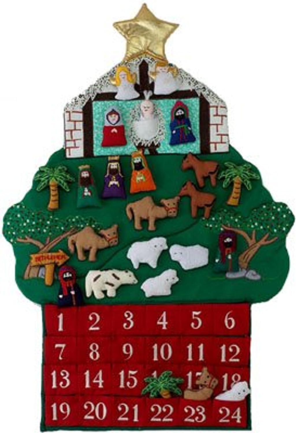 Regine Switzerland Nativity Fabric Advent Calendar - Festive Holiday Countdown | 24 Pockets