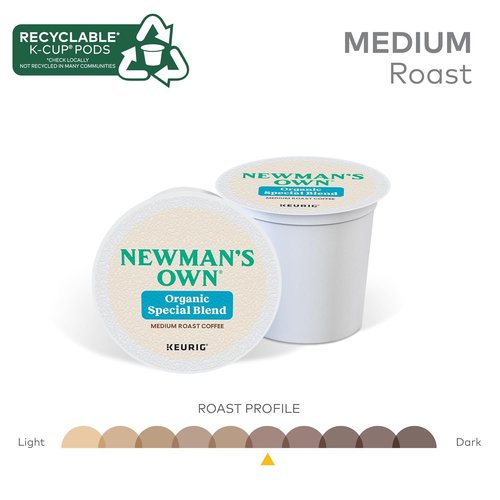 Newman's Own Organics Medium Roast Coffee K-Cup Pods - Special Blend, 32 Count