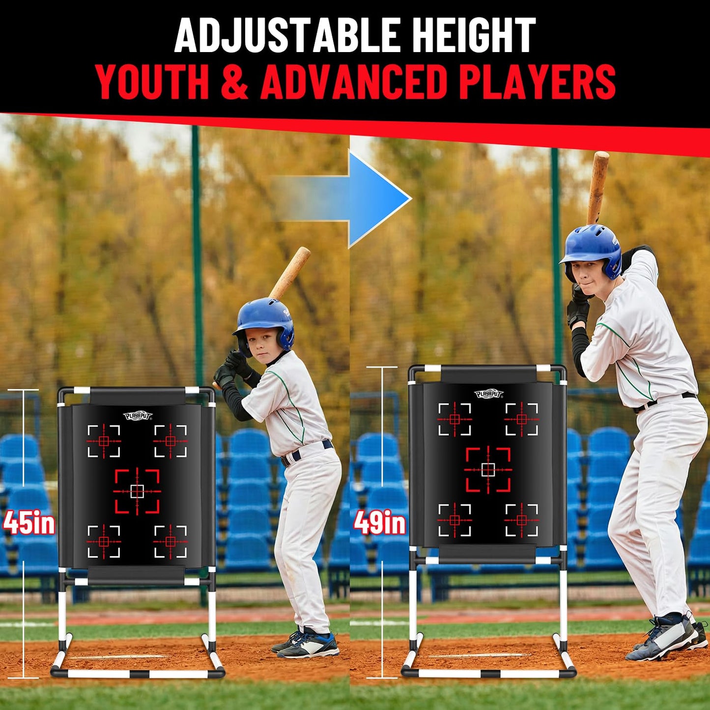 Dual-Sided Baseball Strike Zone Target,Adjustable Height Pitching Strike Zone Trainer for Pitching,Throwing Practice, Includes Stakes,Sandbags & Carry Bag for Indoor & Outdoor