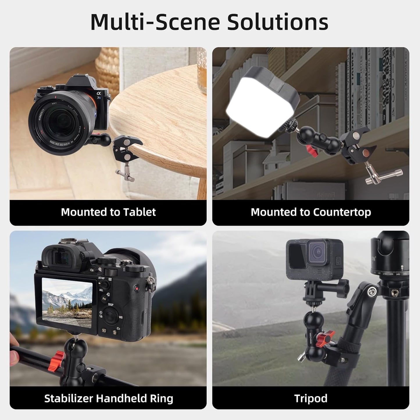 Mechrig 360 1/4"-20 Super Clamp Mount Kit with Ballhead Magic Arm Universal Camera Mount with Screws for DSLR