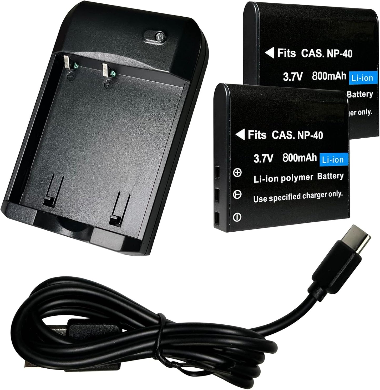 TaKicola NP-40 2 NP-40 3.7V 800mAh Battery Charger, Digital Camera Battery Charger with Pieces CAS. Li-ion Rechargeable