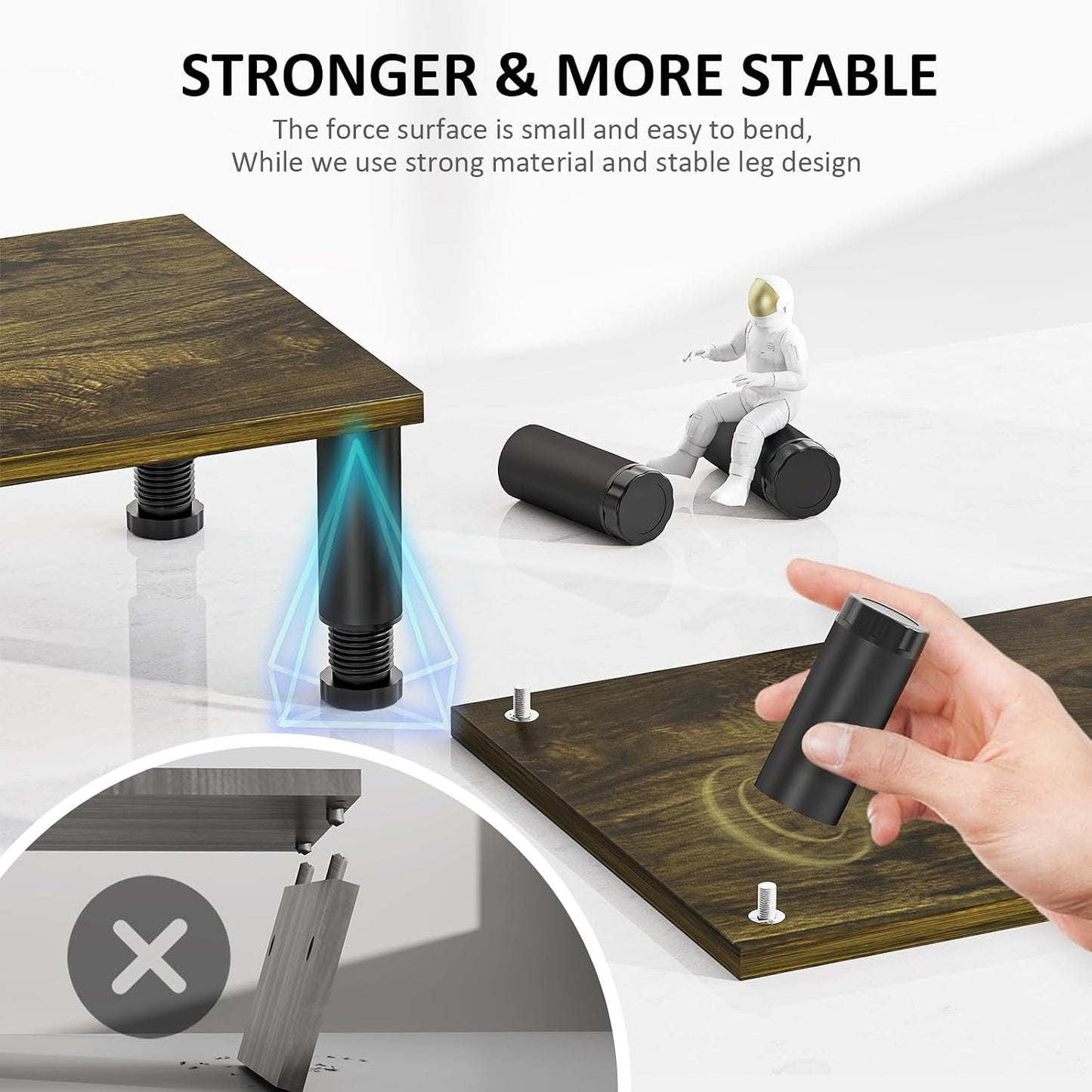 2 AX WABER Dual Monitor Stand Riser, Monitor Stand with Adjustable Length and Angle, Wood Monitor Stand for Desk