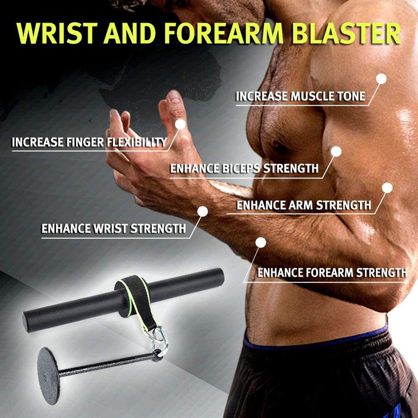 Yamyshine Forearm Wrist Roller Blaster Exerciser, Wrist Roller & Forearm Roller for Training, Workout, Fitness, Arm Strength Trainer for Gym and Home