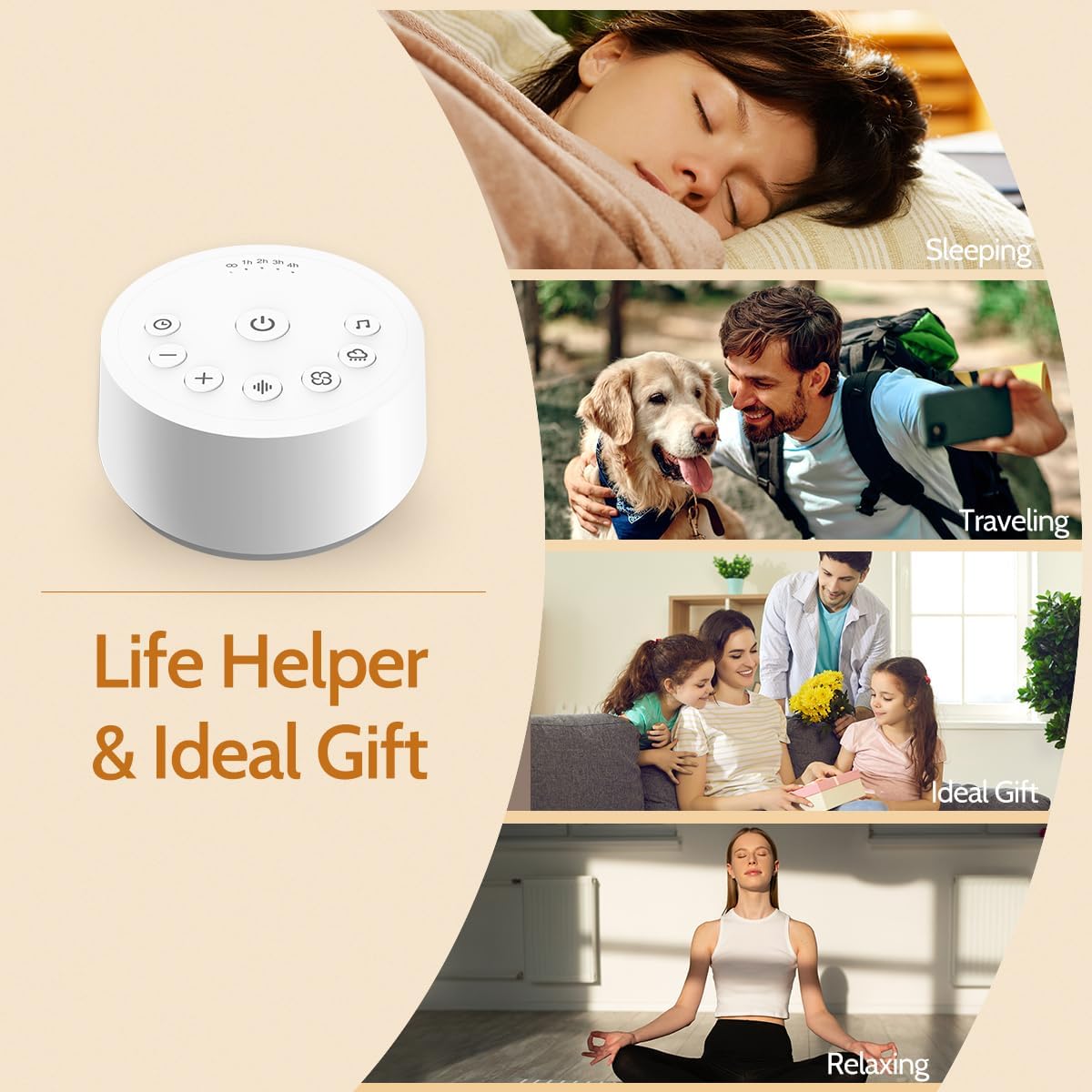 Skiennix White Noise Machine - 25 Soothing Sounds, 32 Volume Levels, 5 Timers | Ideal for Kids & Adults