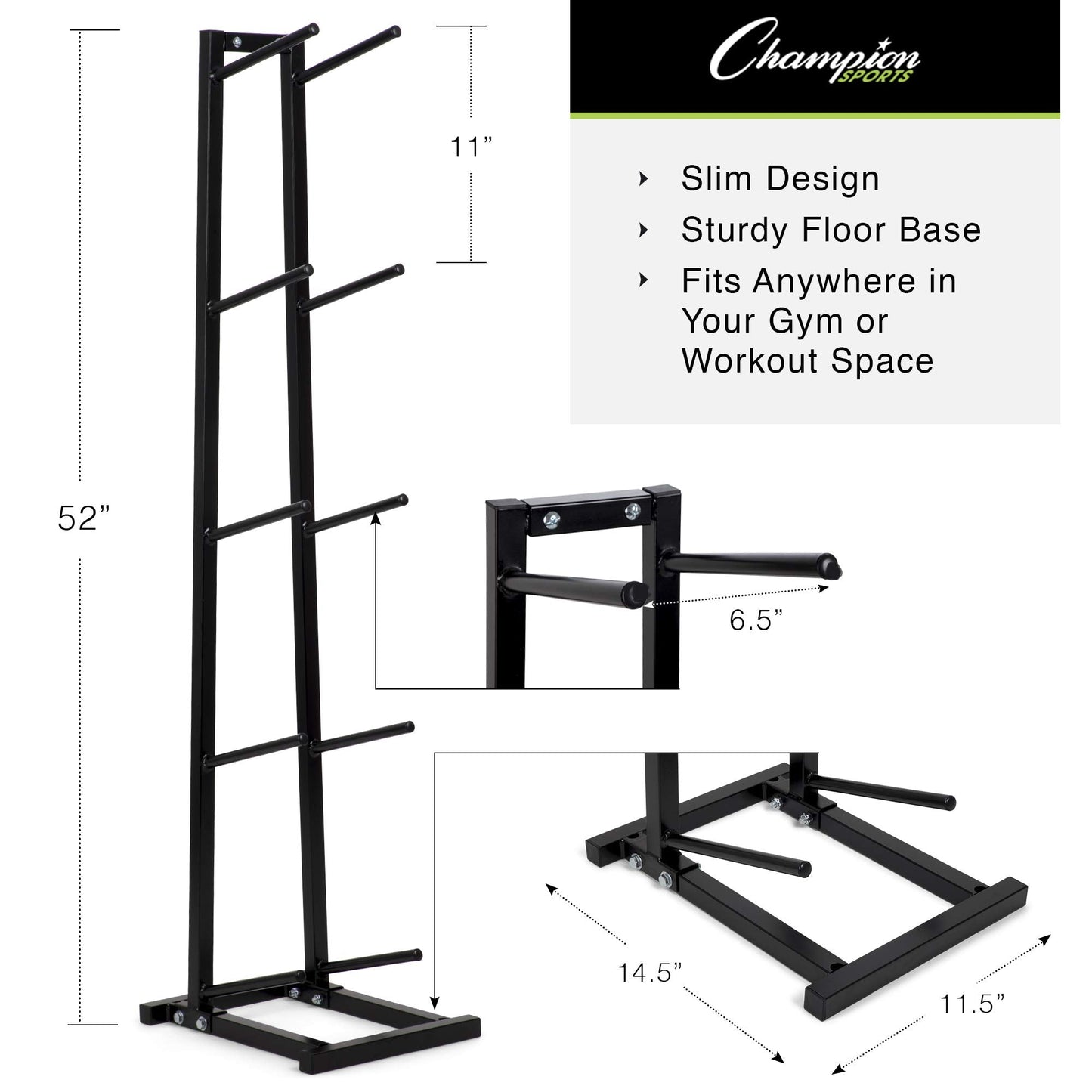 Champion Sports MBR1 Medicine Ball Tree Black, 14 Inch L X 11 Inch W X 52 Inch H