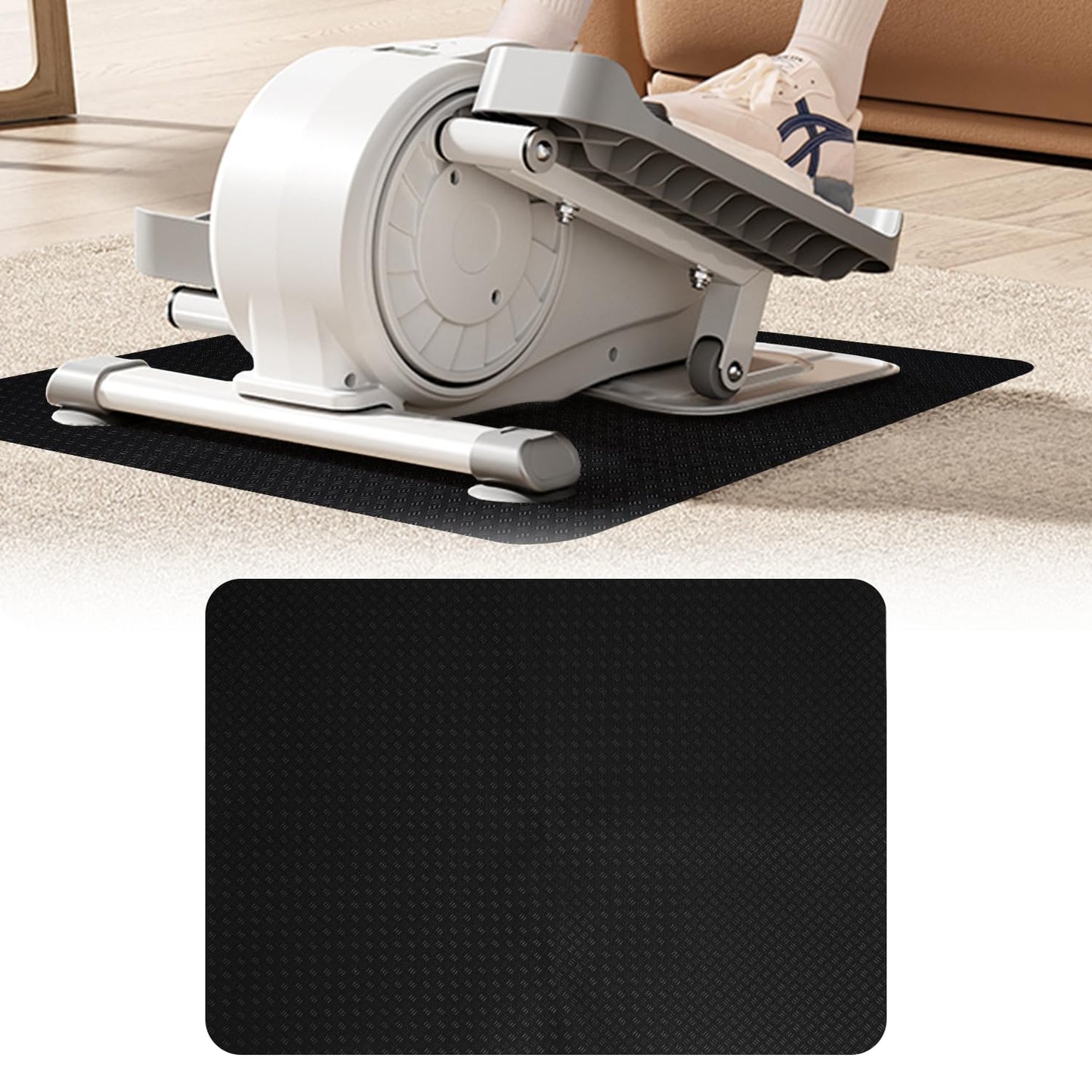 Double-Sided Non-Slip Workout Mat for Elliptical Machine, 23.6" x 17" Stepper Mat for Under Desk Ellipticals & Pedal Exercisers, Stability & Floor Protection, Vibration Plate Mat Compatible