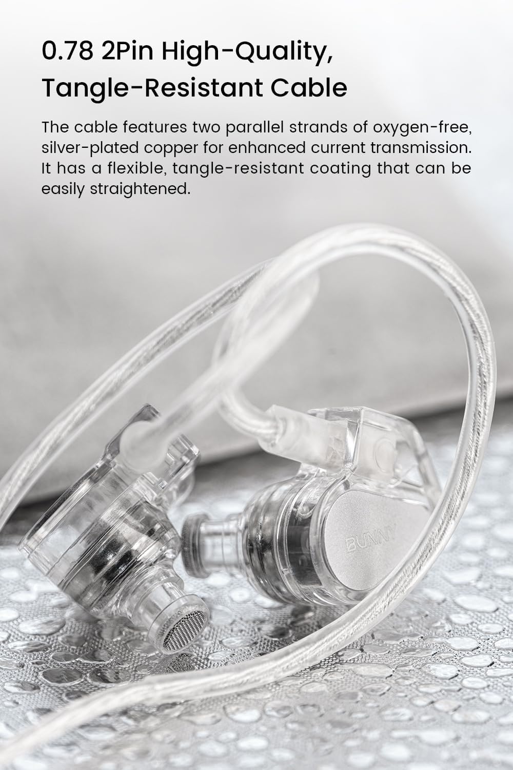 1DD 0.78 2pin Bunny Gaming Earphones with Single Dynamic Dual-Chamber Driver, Wired Earbuds IEM, Monitor with Bass Boot