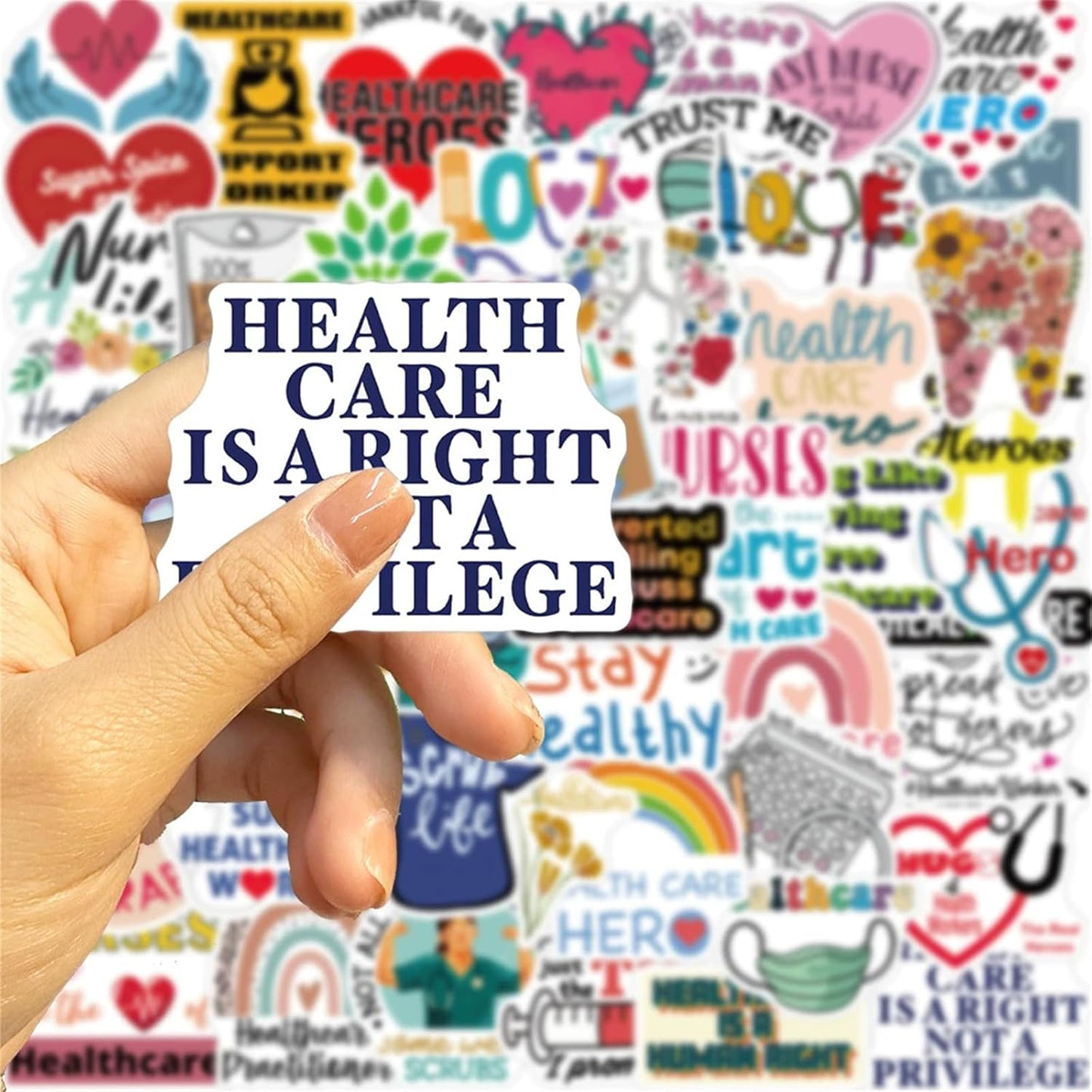 Cetagi 50 Pcs Health Care Stickers Doctor Nurse Sticker Medical Science Equipment Waterproof PVC Decal Human Body