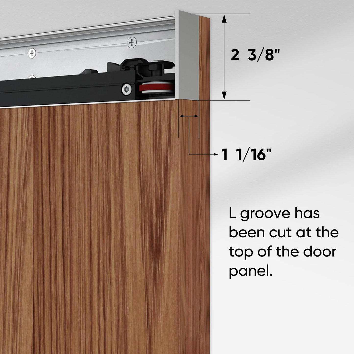 JUBEST 32"x86" Concealed Sliding Barn Door with Soft Close Hardware Kit, Brown Hidden Door for Opening 24"-28"x84", Waterproof and Modern, Smooth Sliding, for Interior Using, Widely Used