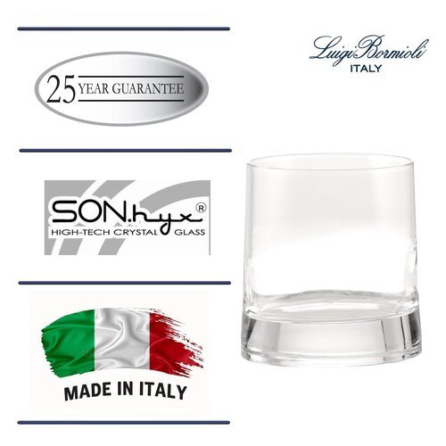 Luigi Bormioli Veronese DOF Glasses Set of 6 – 11.5 Oz Clear Tumblers for Whiskey, Bourbon, Scotch & Cocktails – Sturdy Barware for Home Entertaining – Lead-Free Glass Drinkware