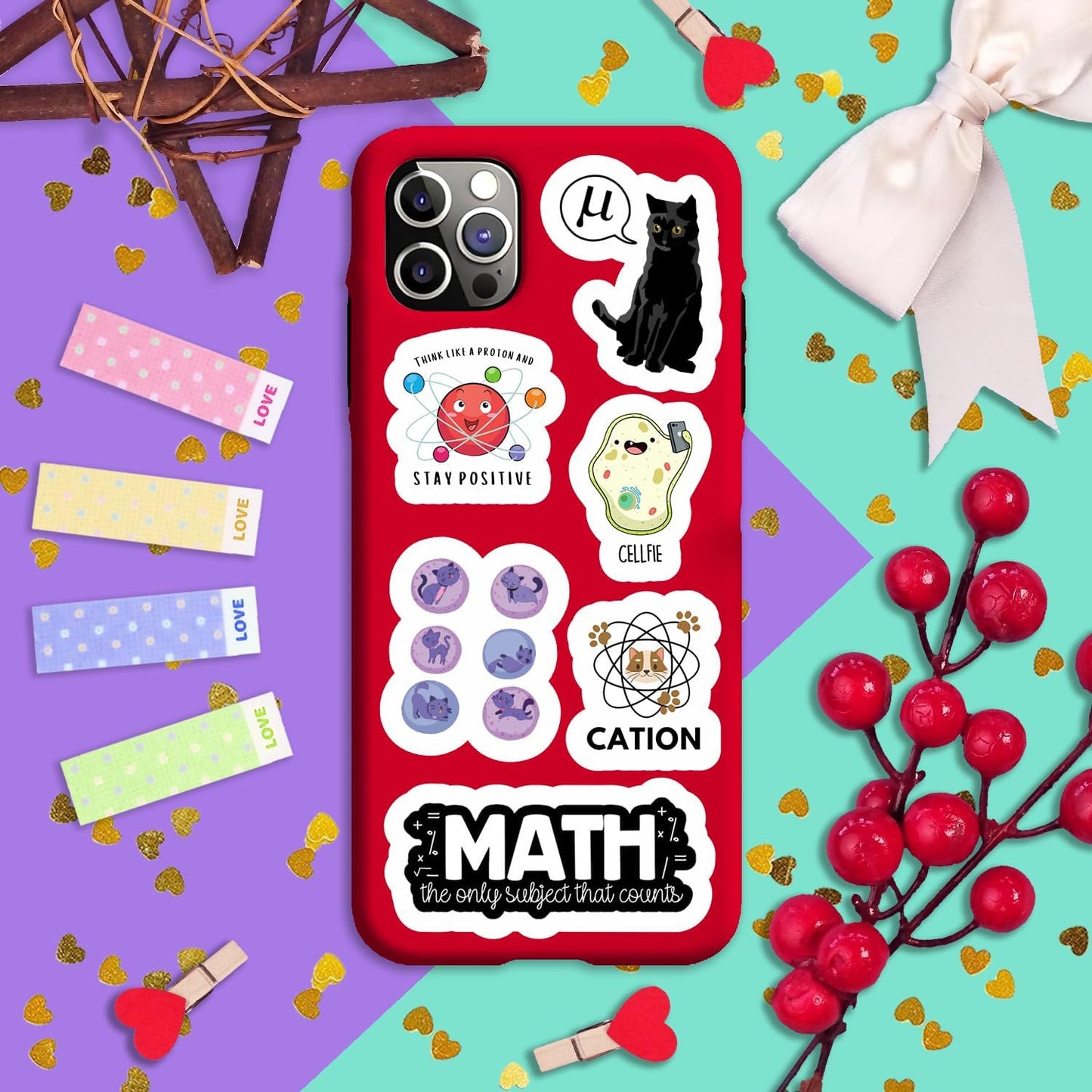 BulbaCraft 100Pcs Science Stickers for Students - Science Class Room Decor, Waterproof Vinyl Decals, Gifts for Women