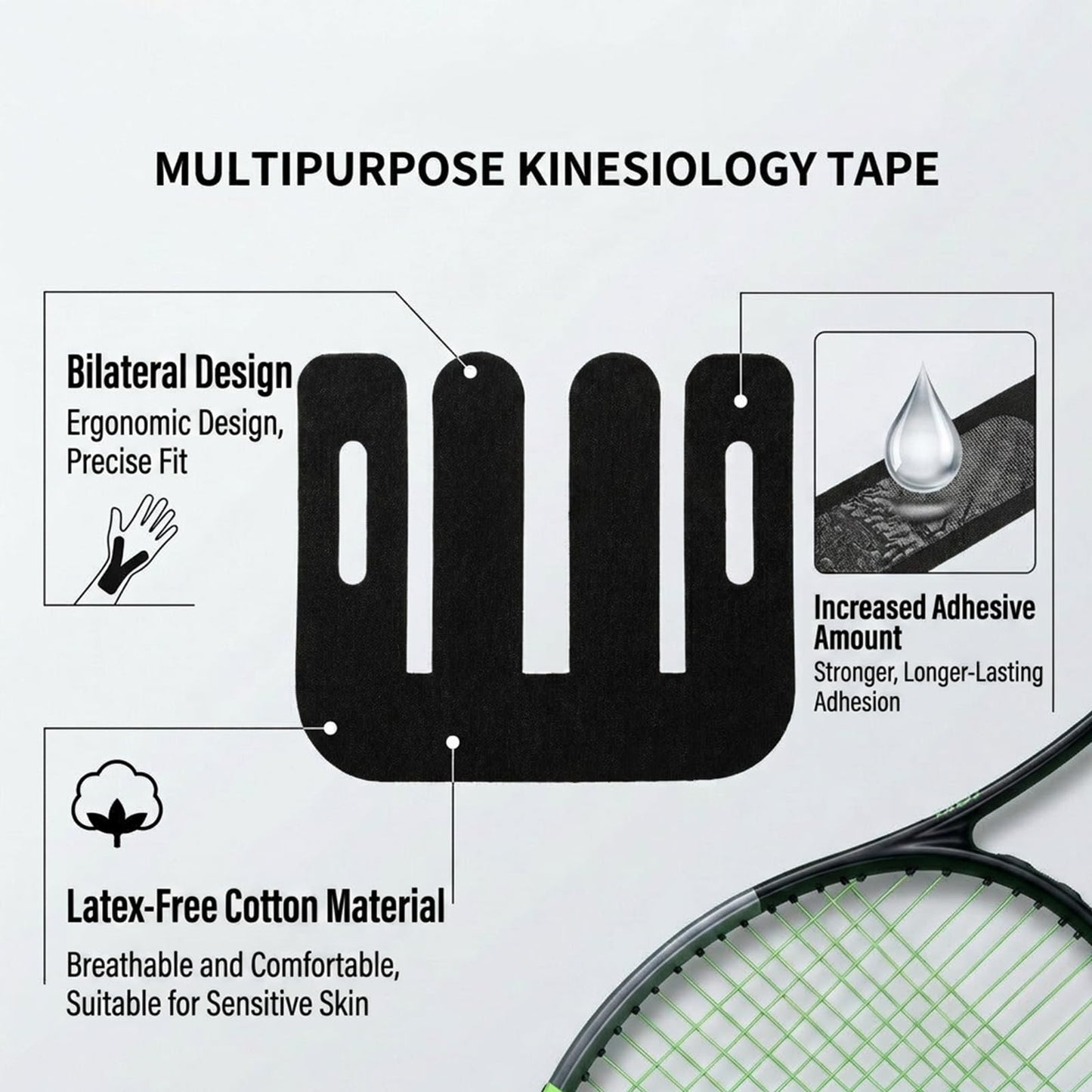 Ocapind 12 PCS Kinesiology Tape for Shoulder, Waterproof Knee Support Tape Pre Cut Athletic Relax Tapes Breathable Comfortable Sports Tapes Elastic Stability for Workout