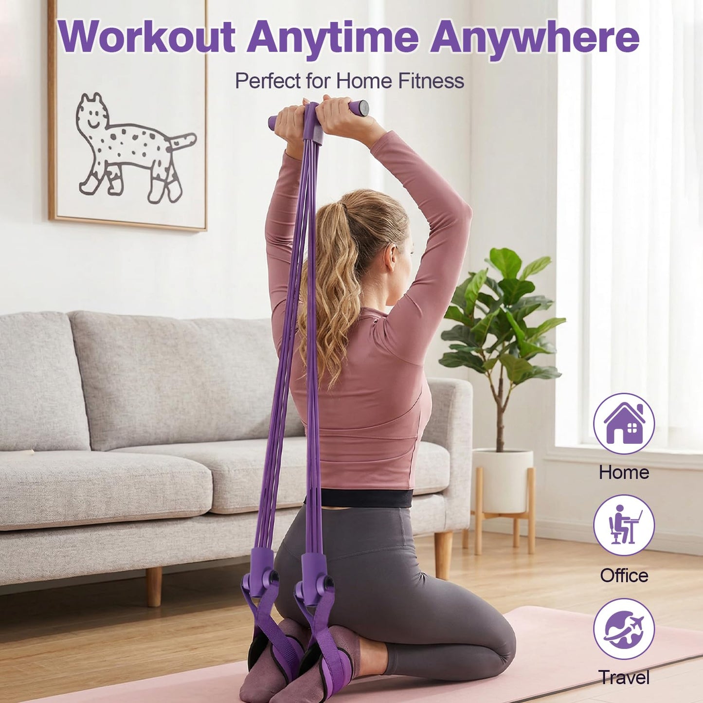 Upgraded Resistance Bands with Handles, 8-Tube Multifunctional Exercise Bands for Full Body Workout, Strength Training Bands for Arms, Legs, Abs & Home Gym