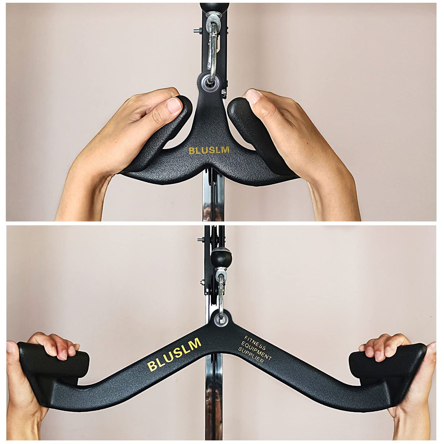 BLUSLM LAT Pull Down Bar for Cable Machine, LAT Pulldown Attachments T-bar V-bar Cable Attachment for Gym, Back Tricep Strength Training Handle