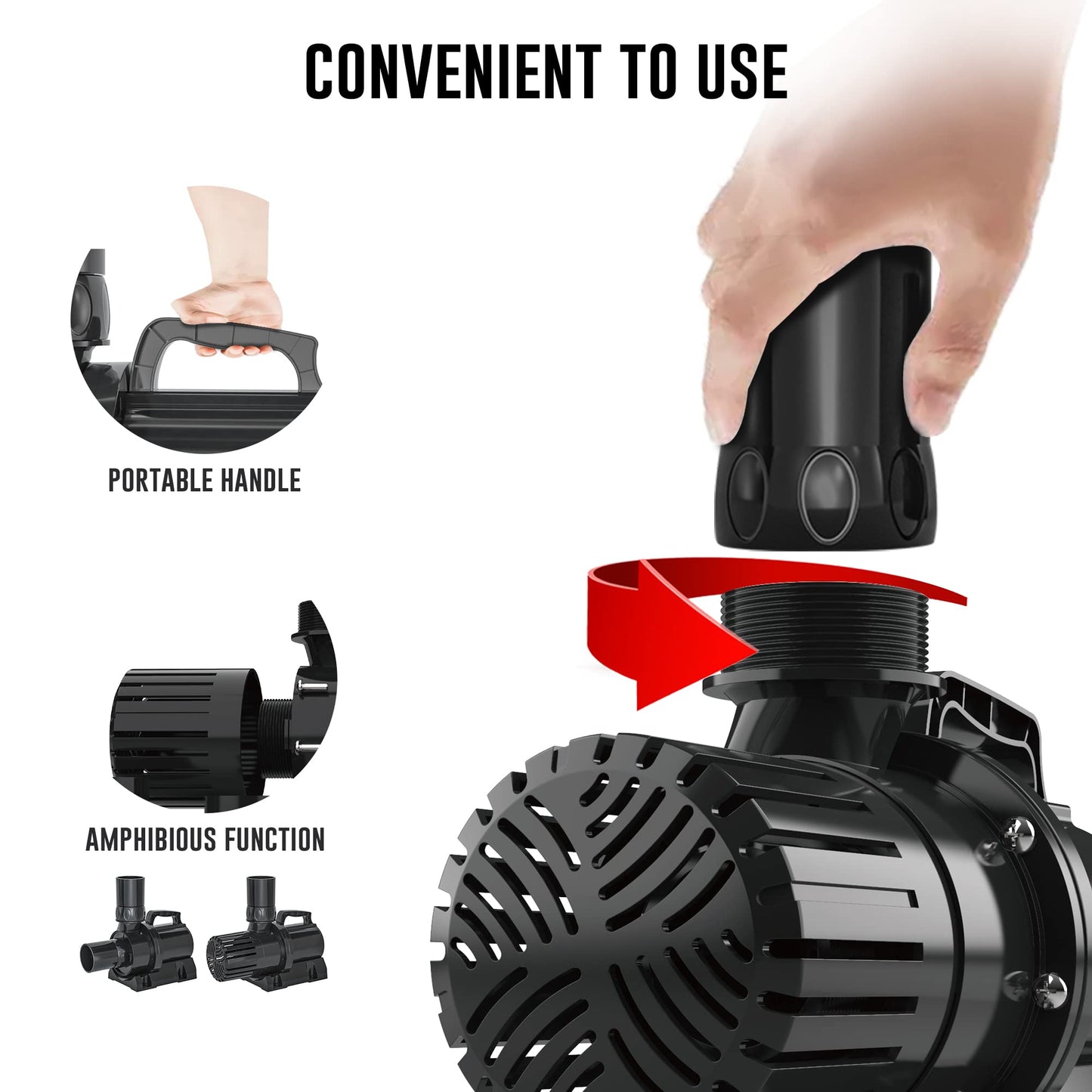 DAI BAO 6870 GPH Amphibious Water Pump with Smart Controller - Submersible & External Variable Frequency Pump, for Hydroponics & Aquariums, 400W