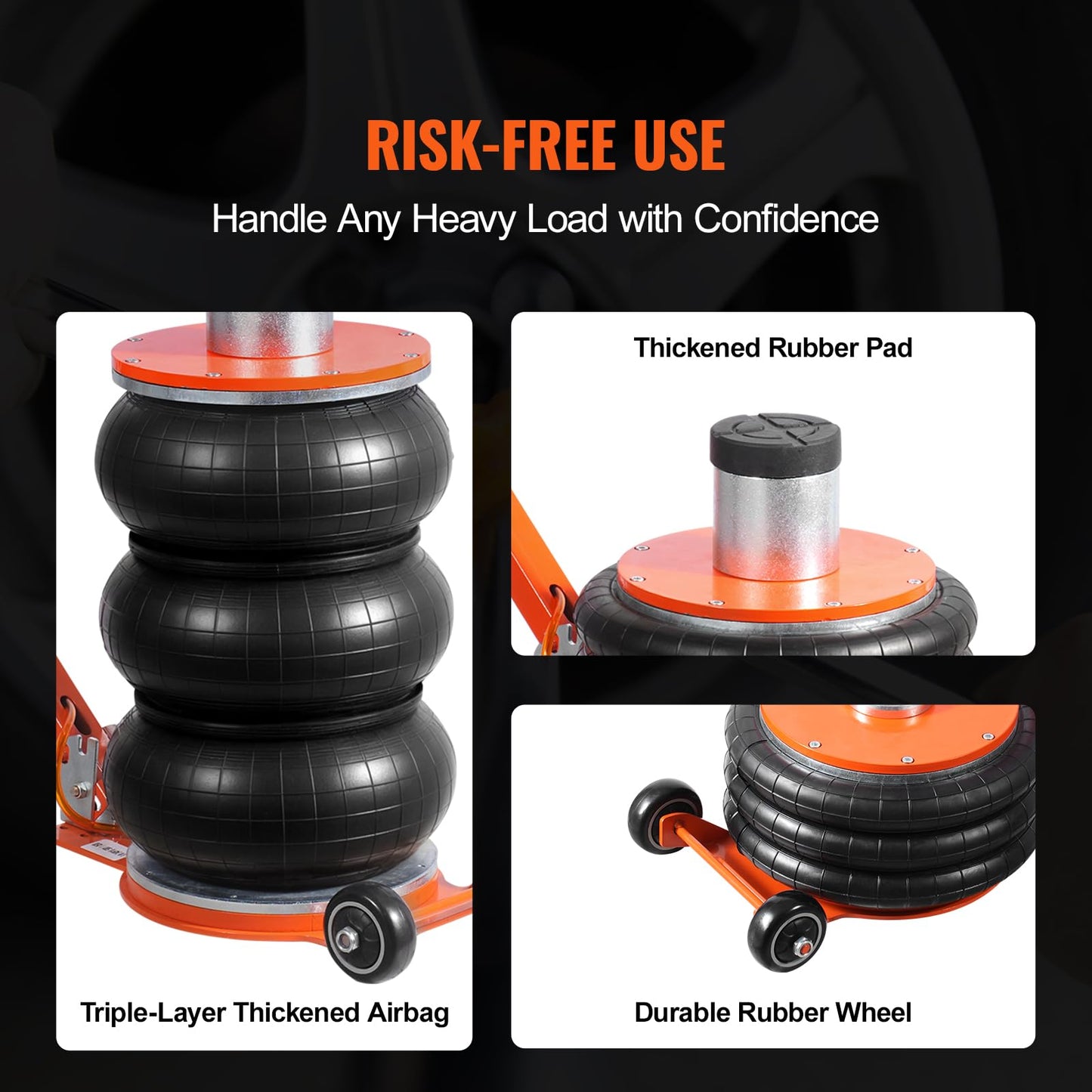 VEVOR Air Jack, 5 Ton/11000 lbs, 4-10 S Pneumatic Lifting Jack with Heightened Column & Adjustable Handle, Easy-to-Lift & Space-Saving Jack with Thick Rubber Pad, Fits for Sedan, SUV, Pickup Truck
