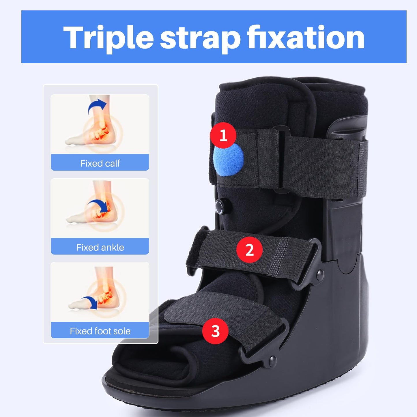 Veanvoky Inflatable Walking Boot, Air Cam Walker Fracture Boot Orthopaedic boot for Sprained Ankle, Short Air Walker Brace for Broken Foot Achilles Tendon Injury Black (Medium)