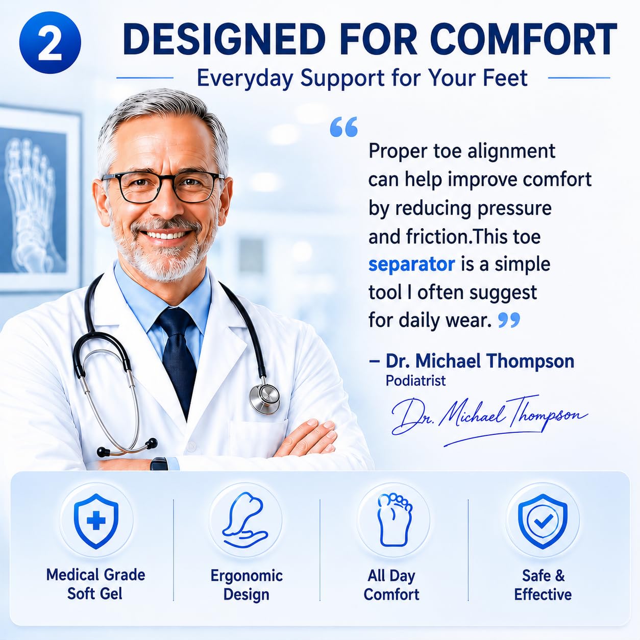 FULEEAN Big Toe Spacers,Hallux Valgus Corrector,Relieve Bunion Pain,Prevent Overlapping Toes, All-Day Comfort for Men & Women, Fits in Shoes.