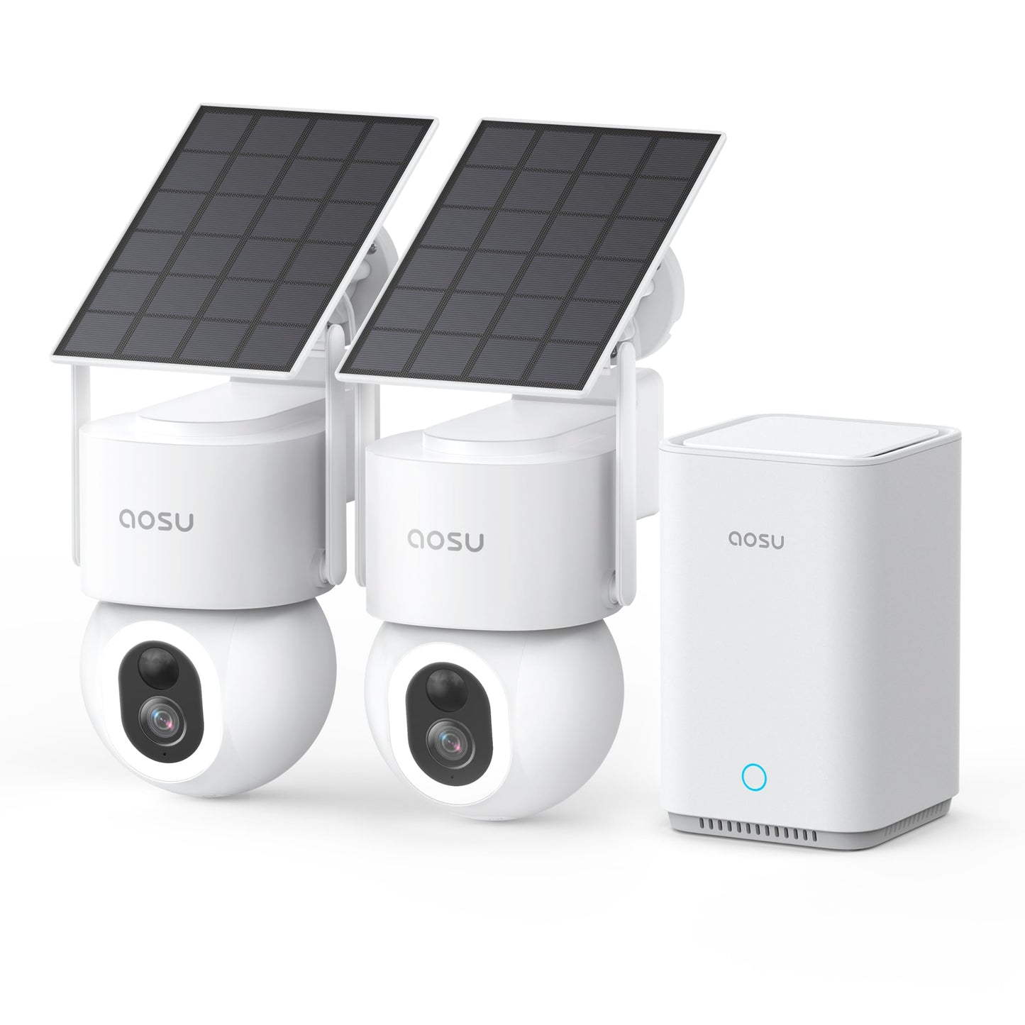 aosu SolarCam D1 Max 2-Cam Kit, 4K Solar Security Cameras Outdoor Wireless, 360° Pan & Tilt Coverage, Auto Tracking, Color Night Vision, No Subscription Required, Local Storage up to 1TB