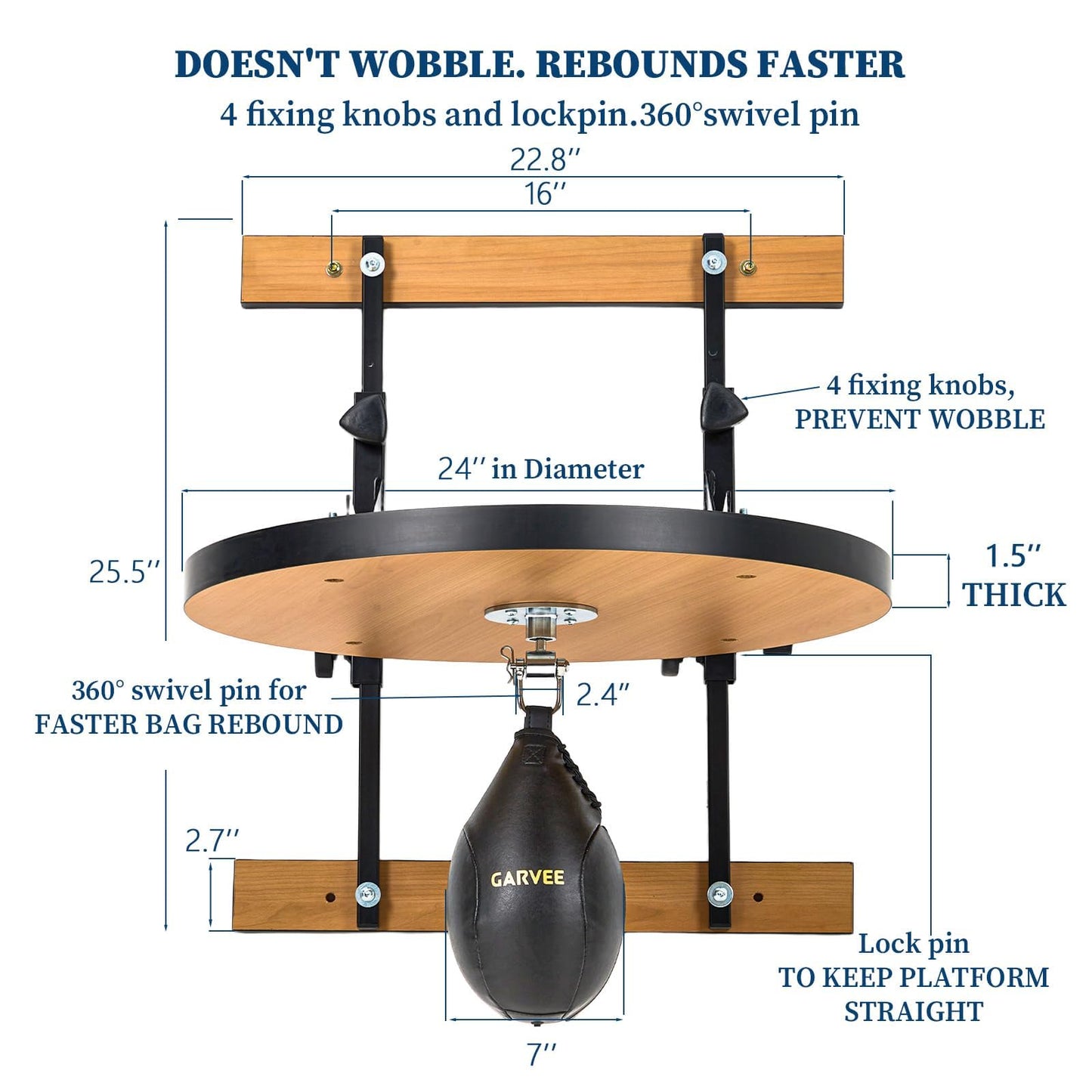 EliteEdge Speed Bag Platform for Boxing Punching Practice with 8 Inch Height Adjustable Mount 360 Degree Swivel and Includes Speed Bag Air Pump