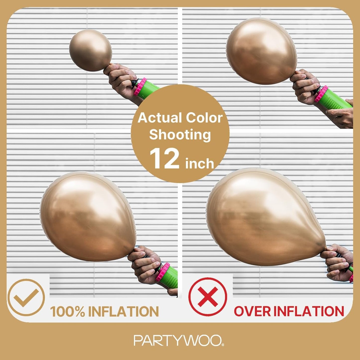 PartyWoo Metallic Gold Balloons - 101pcs 12 Inch Chrome Latex Helium Balloons for Celebrations
