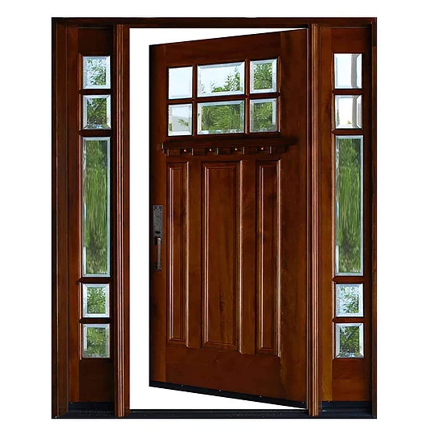 12" Sidelites and 36"X80" Mahogany Front Entry Door, 6 Lite Exterior Door Wood Outdoor, Prehung and Prefinish (12"X36"X12"X80", Dark Walnut Finish - Right Hand)