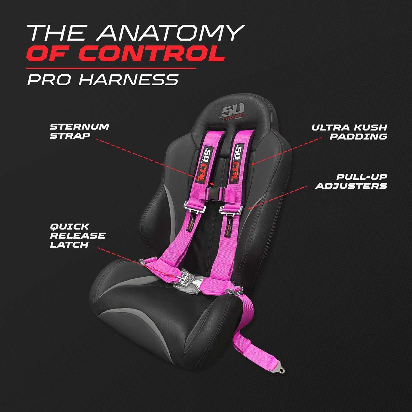 1pc 4 Point Harness for Bucket Seat, Push Release, 10 Color Options, Racing Harness, Race Car, Off Road, UTV, RZR [6008A2]