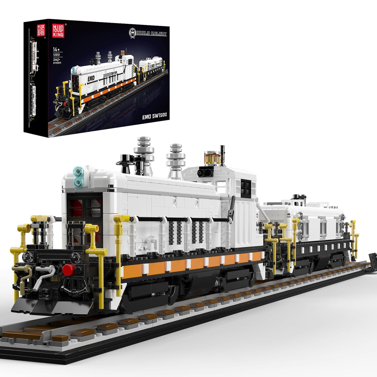 Mould King 12051 Diesel Train Building Set, Locomotive Train Model Set with Rails, Collectible Train Toys Ideal for Railway Lovers, Static 2462 pcs
