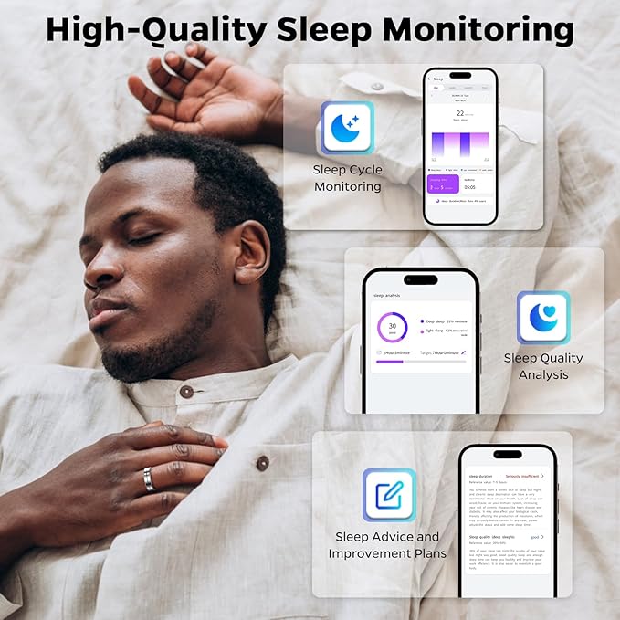 Ultra-Thin Smart Ring for Women Men,Sleep Tracker Ring with Heart Rate, Waterproof Fitness Ring for Activity Monitoring/Steps/Calories,No Subscription Fee,for iSO & Android (Silver, 9)