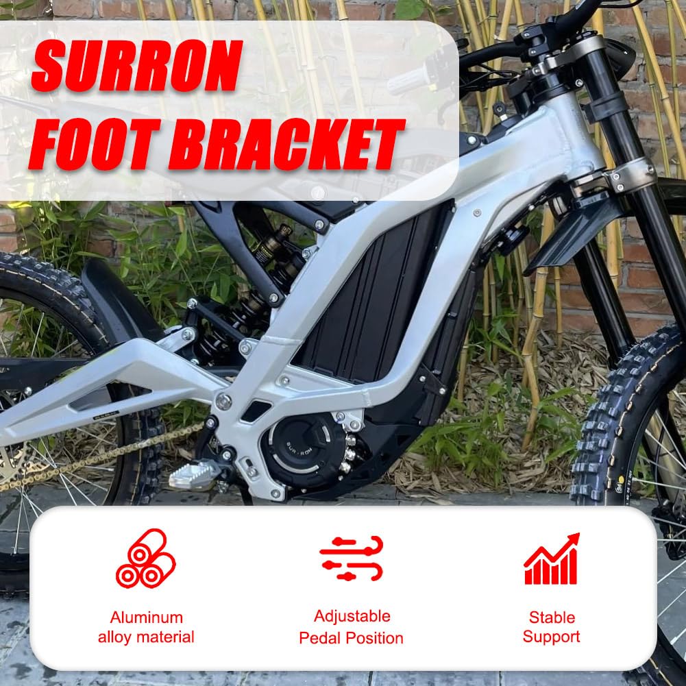 Foot Pegs Bracket Surron Foot Rest Brackets Motorcycle Footbracket CNC Aluminum Foot Peg Pedal Bracket Kit for Light Bee Sur-Ron S/X Dirt Bike black