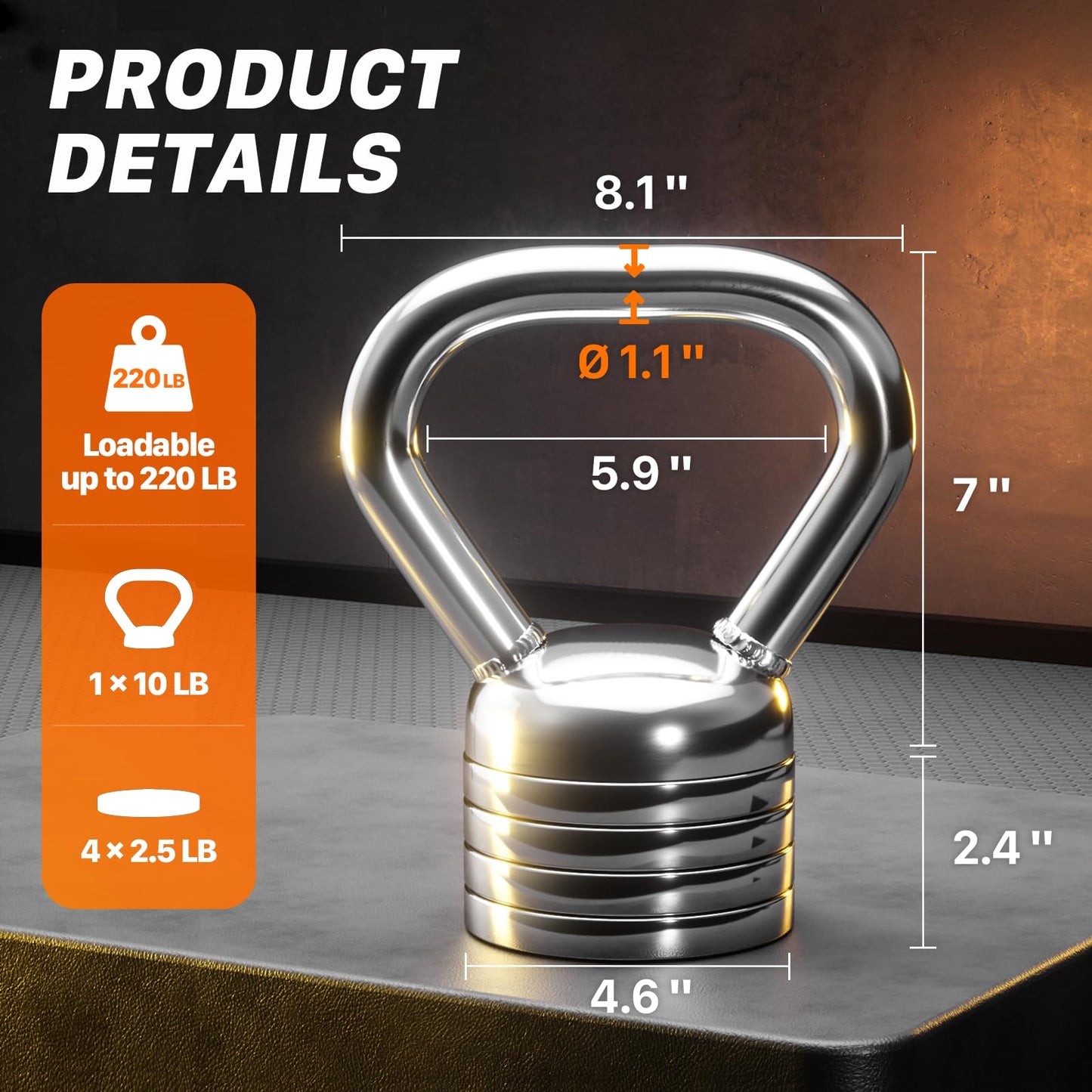 Northdeer Adjustable Kettlebell 20LB - Steel Kettlebell 10LB 12.5LB 15LB 17.5LB 20LB - Weight for Home Training