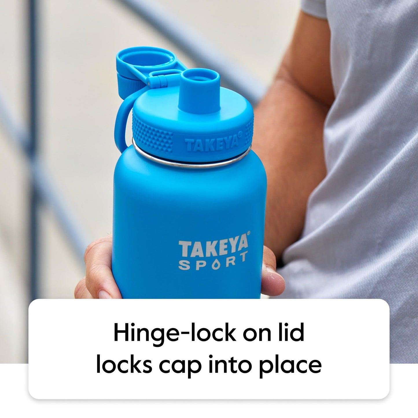 Takeya Sports Water Bottle with Spout Lid - Bottle with Triple Stainless Steel Insulation - Dishwasher Safe & BPA-Free - Bottle with Ice-Blocking Spout Lid & Removable Bumper - 40 oz, Champion Blue