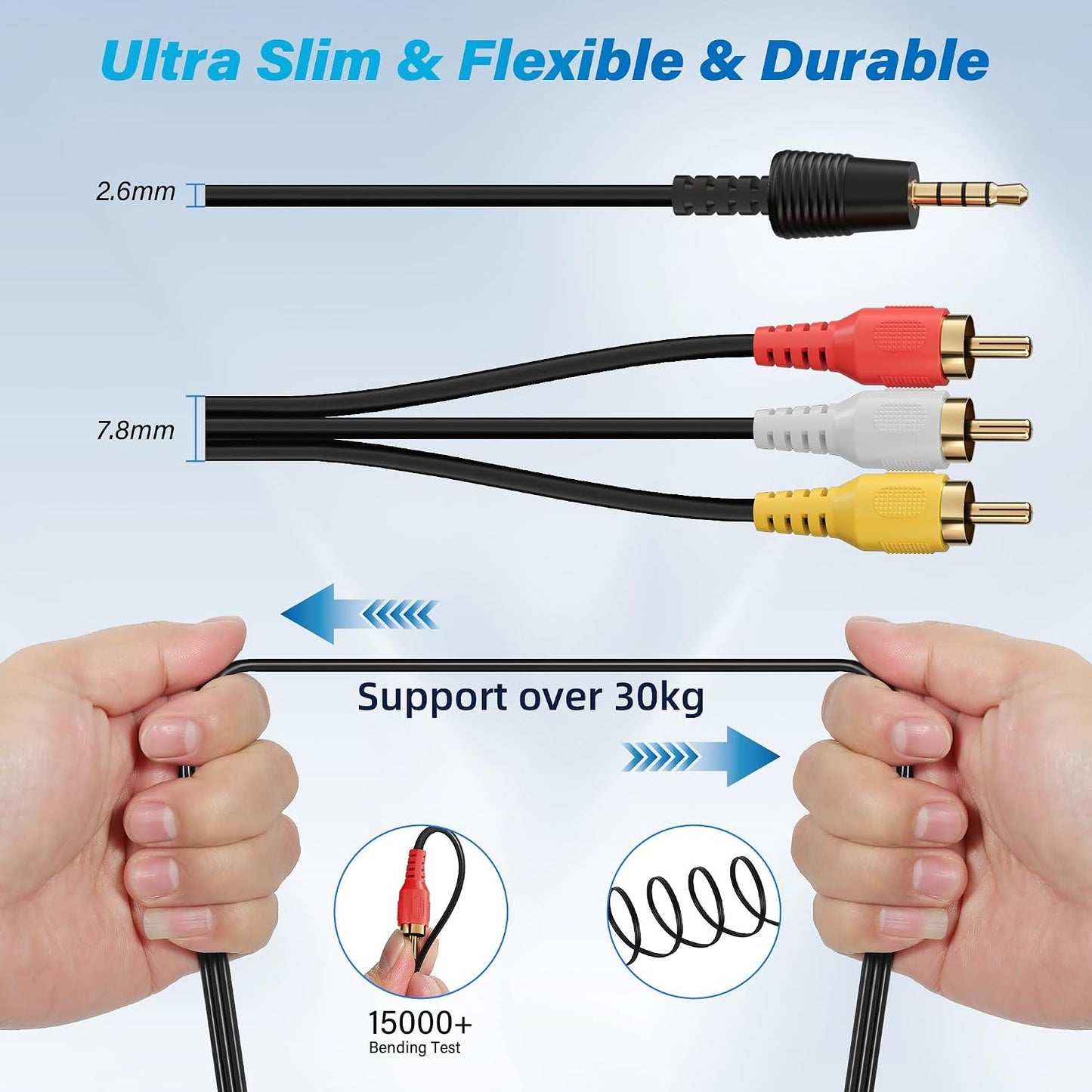 3.5mm 6 1/8 3 MP3,DVD,Tablets,Speakers, Adoreen to RCA Camcorder Handycam Audio Video Output Cable Ft, TRRS to RCA