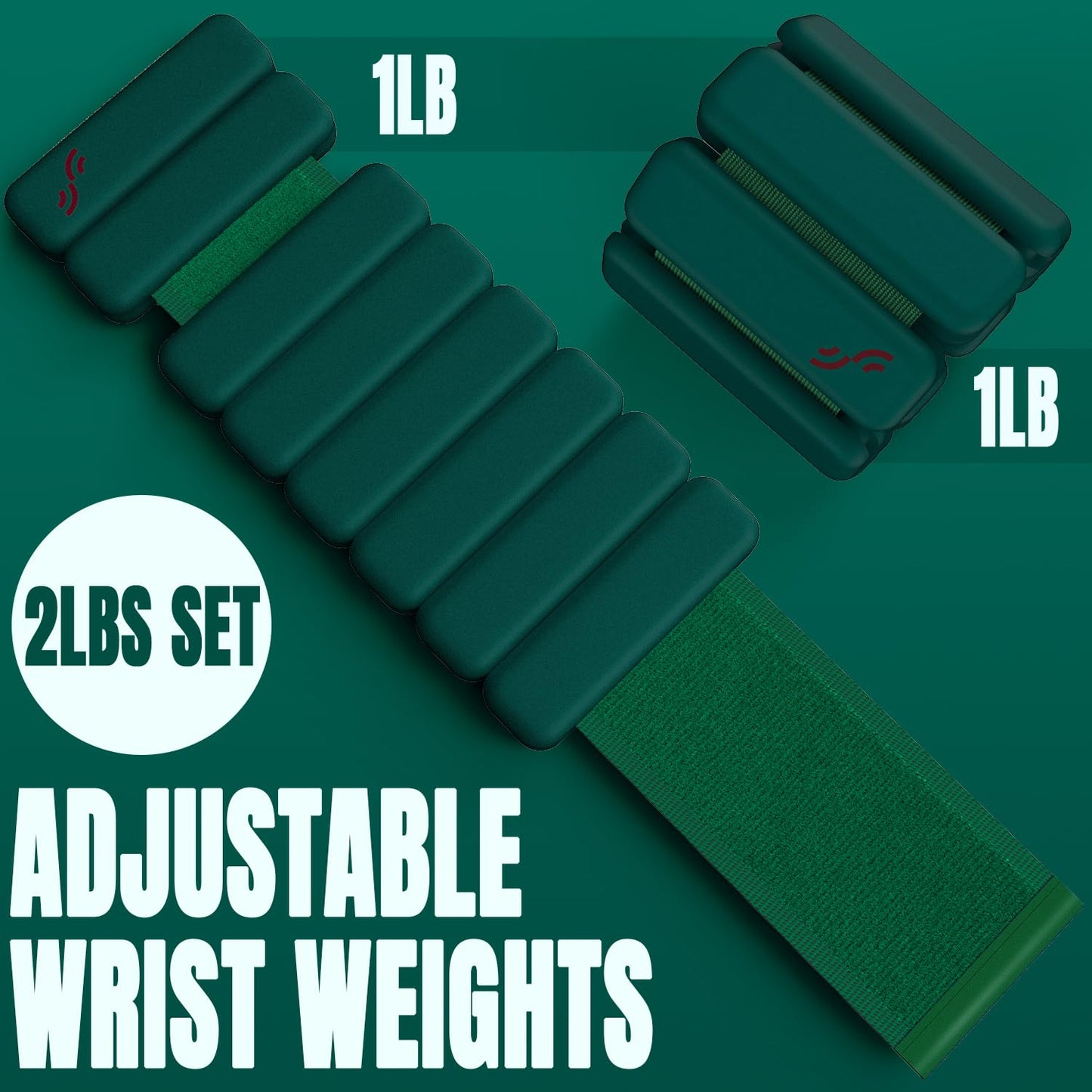Sportneer Wrist & Ankle Weights for Women Men - 1 Pair (1 lb/2 lb Each) | Adjustable Weighted Bracelet Silicone Bangles for Yoga, Dance, Pilates, Cardio, Aerobics, Gym, Pool Exercises and Jogging (Transformative Teal, 1 LB x 2)