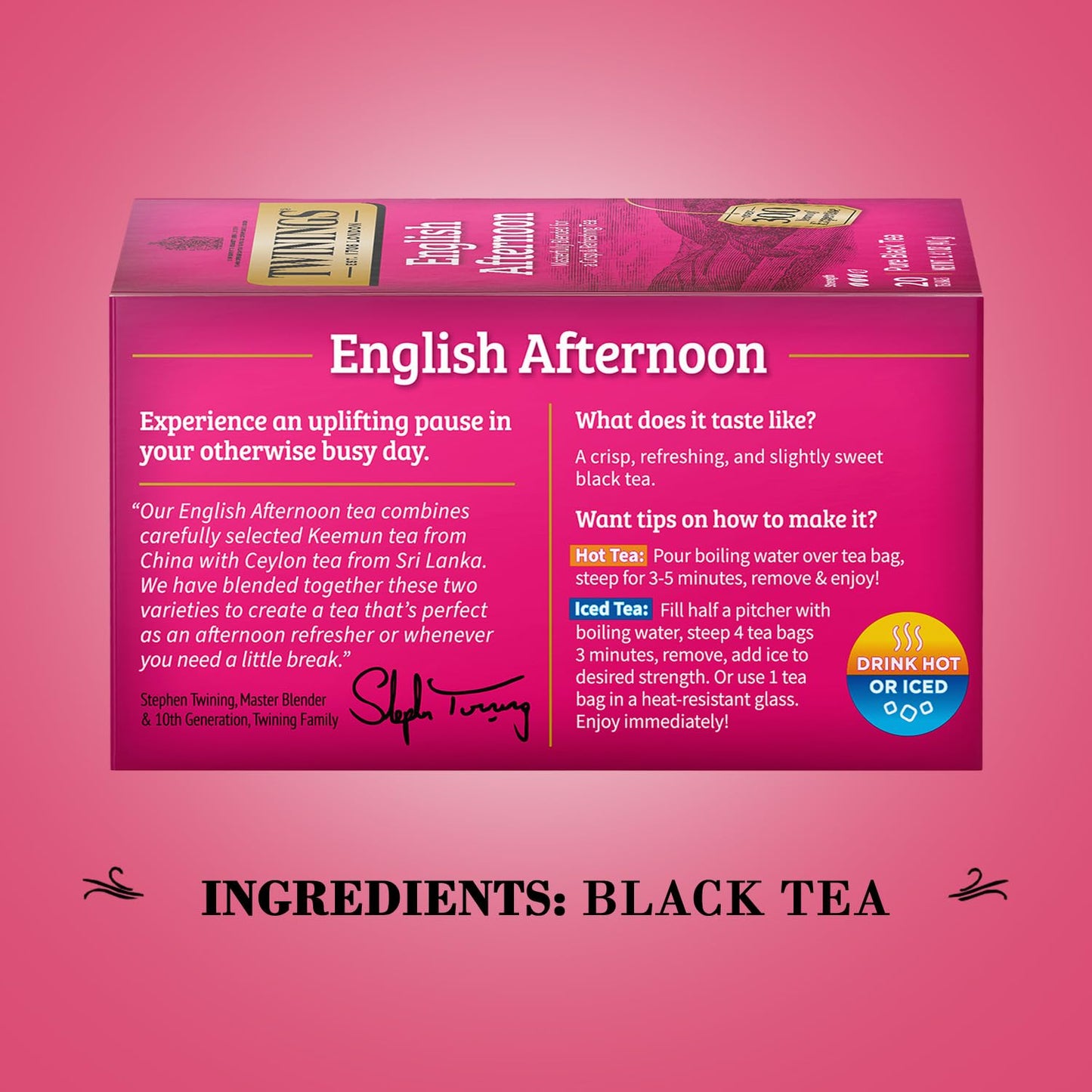 Twinings English Afternoon Tea - Refreshing Caffeinated Black Tea Bags, 2-Pack of 20 Count Each