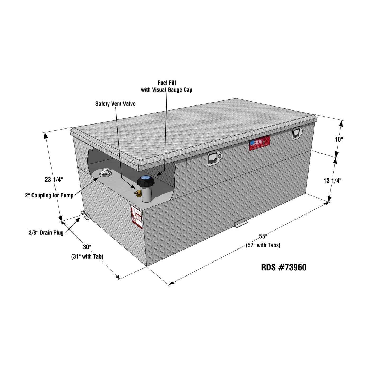 RDS MFG INC RDS Fuel Transfer/Auxiliary Tank/Toolbox Combo with 15 Gpm Pump - 90-Gal. Capacity