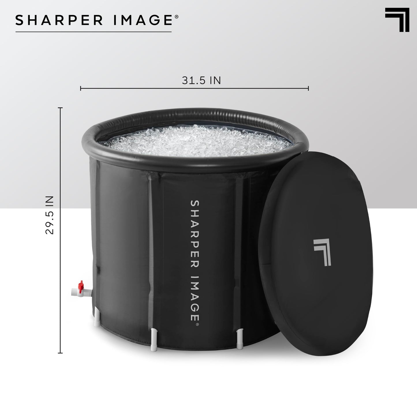 Sharper Image Insulated Ice Bath Cold Plunge Tub with Lid, 31.5" x 29.5", Portable Inflatable Bathtub, Helps Boost Energy & Muscle Recovery, Cold Therapy for Athletes & Adults up to 6'5" & 250 Lbs