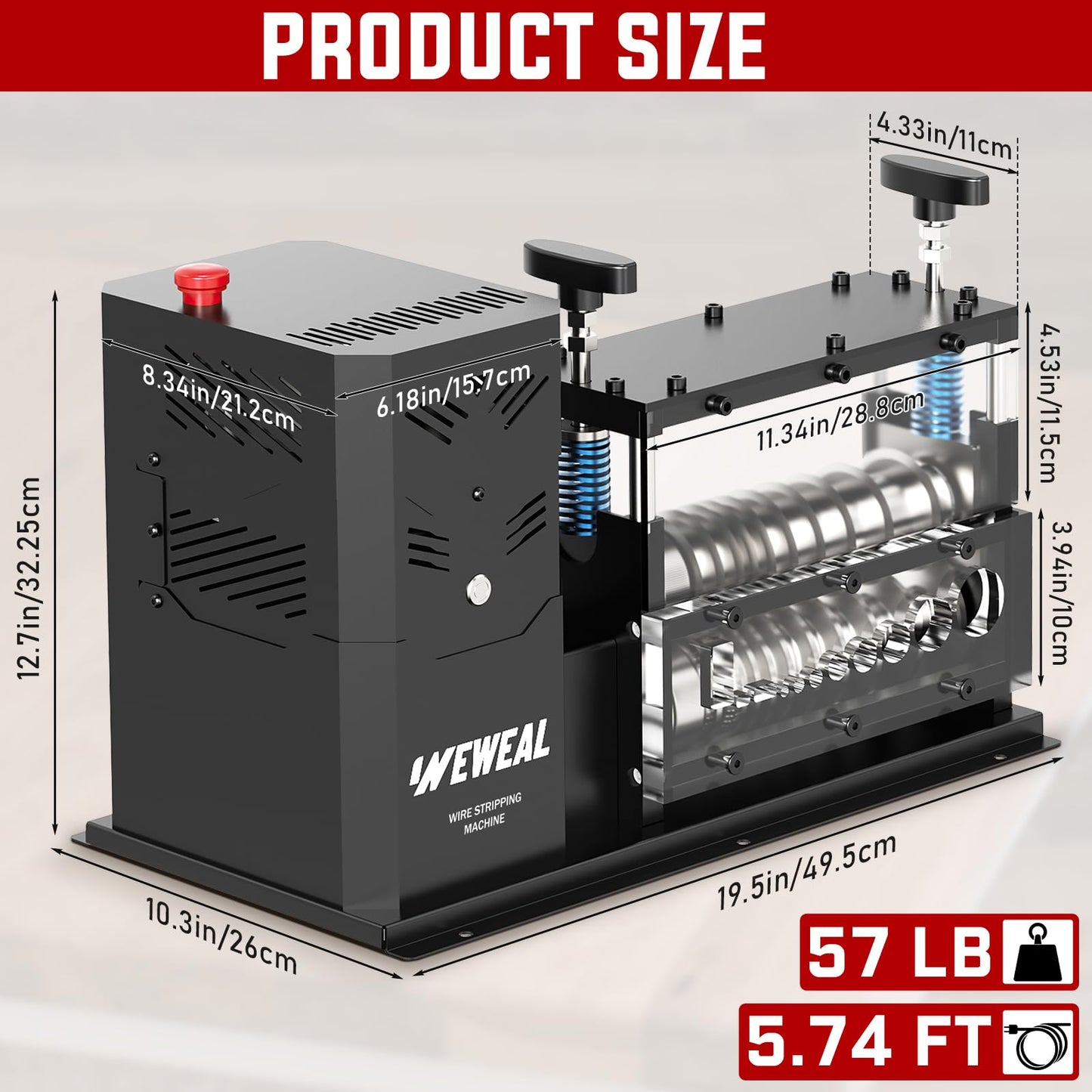 WEWEAL Wire Stripper Machine - 700W 0.06''- 1.5'' Electric Wire Stripping Machine with 11 Channels 10 Blades - Heavy-duty Automatic Cable Stripper for Workshop Copper Recycling