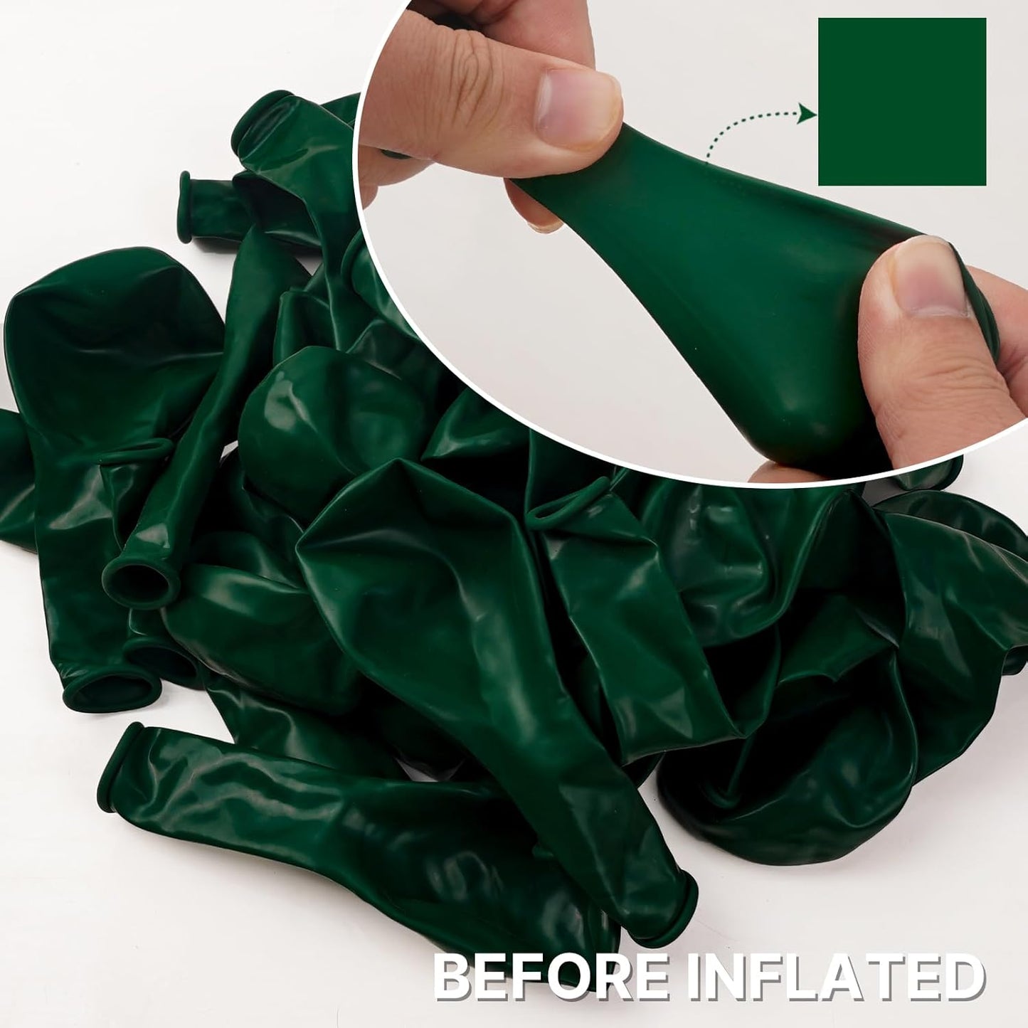 PartyWoo Dark Green Balloons - 100 Pcs in Various Sizes for Jungle Birthday & Graduation Decor | Emerald Green