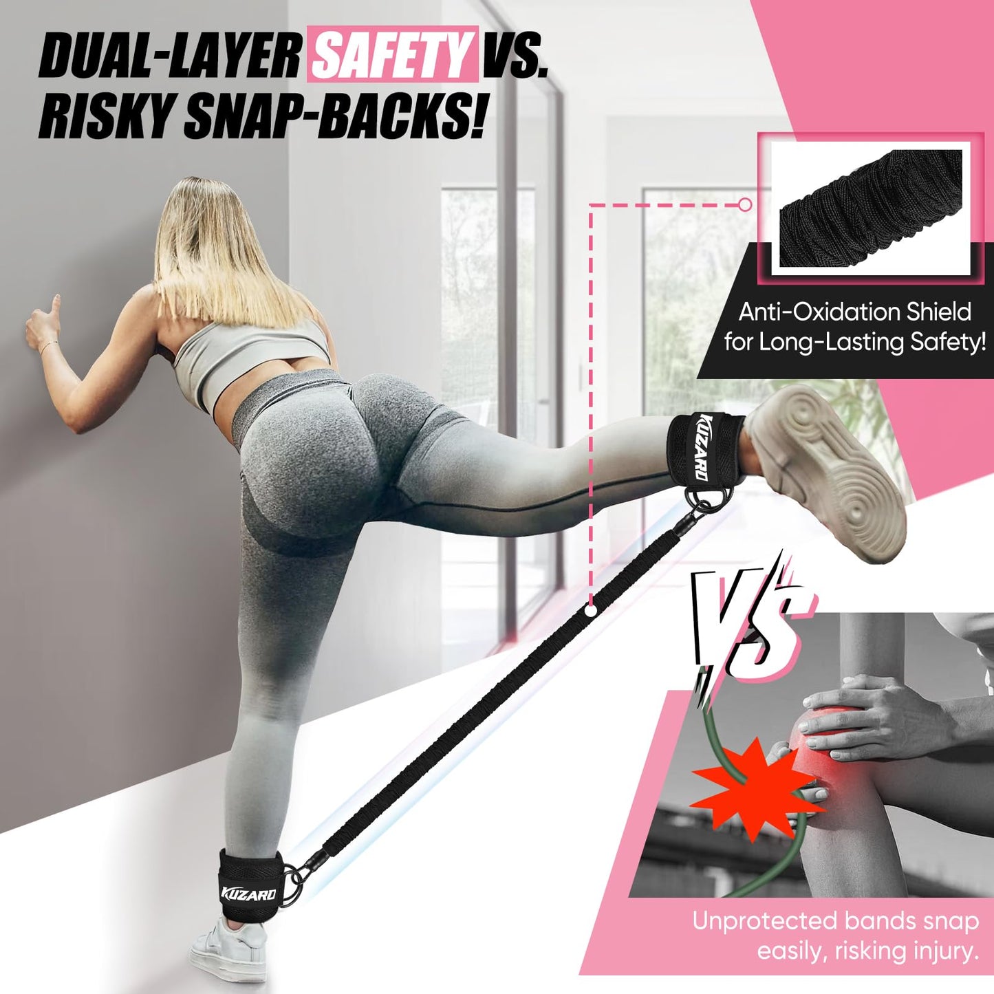 Resistance Bands Set with Ankle Straps, Glutes Workout Equipment, Ankle Bands for Working Out, Butt Exercise Equipment for Women Legs and Glutes - Perfect for Home Workouts and Fitness Training