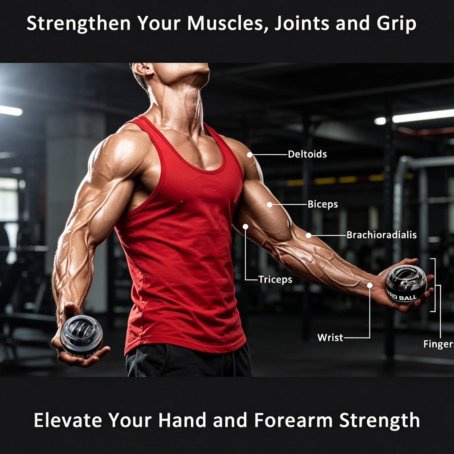 Gyro Ball Wrist and Forearm Strengthener, Gyroscopic Hand Exerciser for Grip, Wrist, Finger and Muscle Training (4, Multi-color)