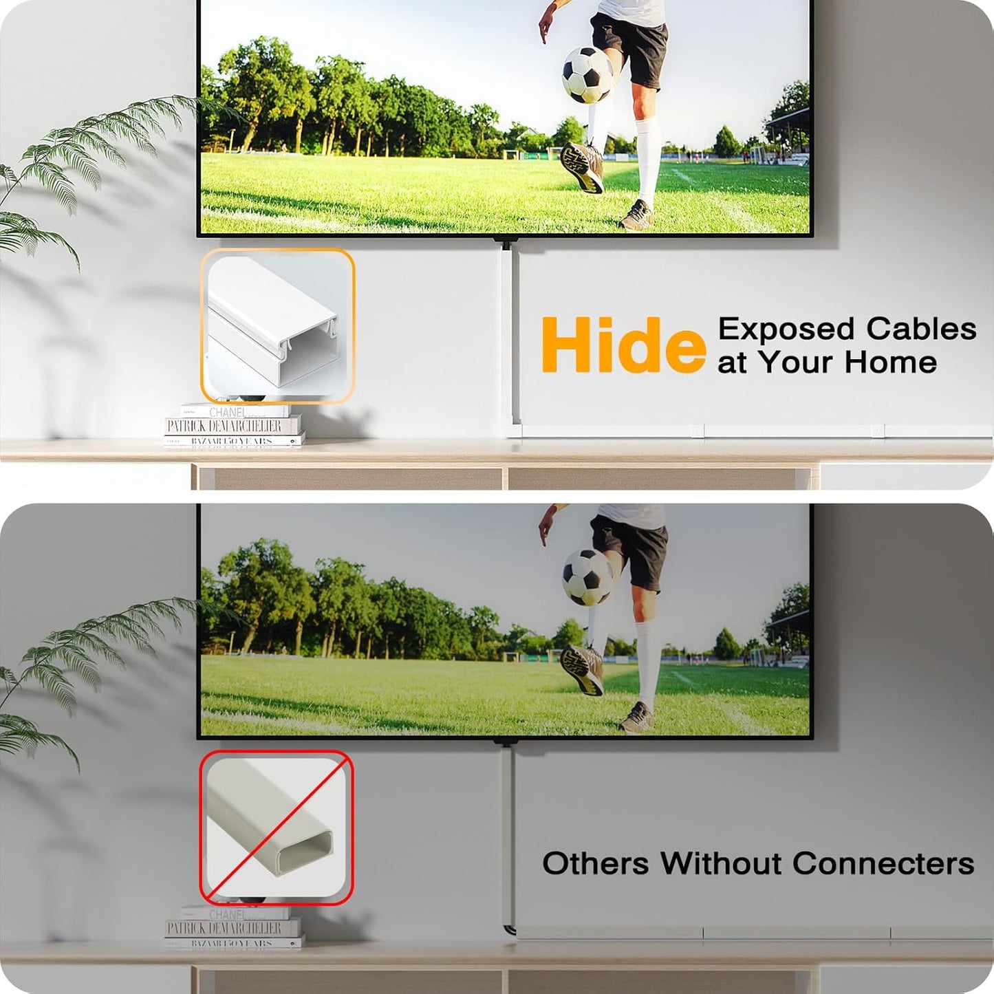 Delamu 157in 10 L15.7 W1.18 H0.6in, Cord Hider Wall, TV Cable Hider Cord Covers for Wires on Wall, Large Cable