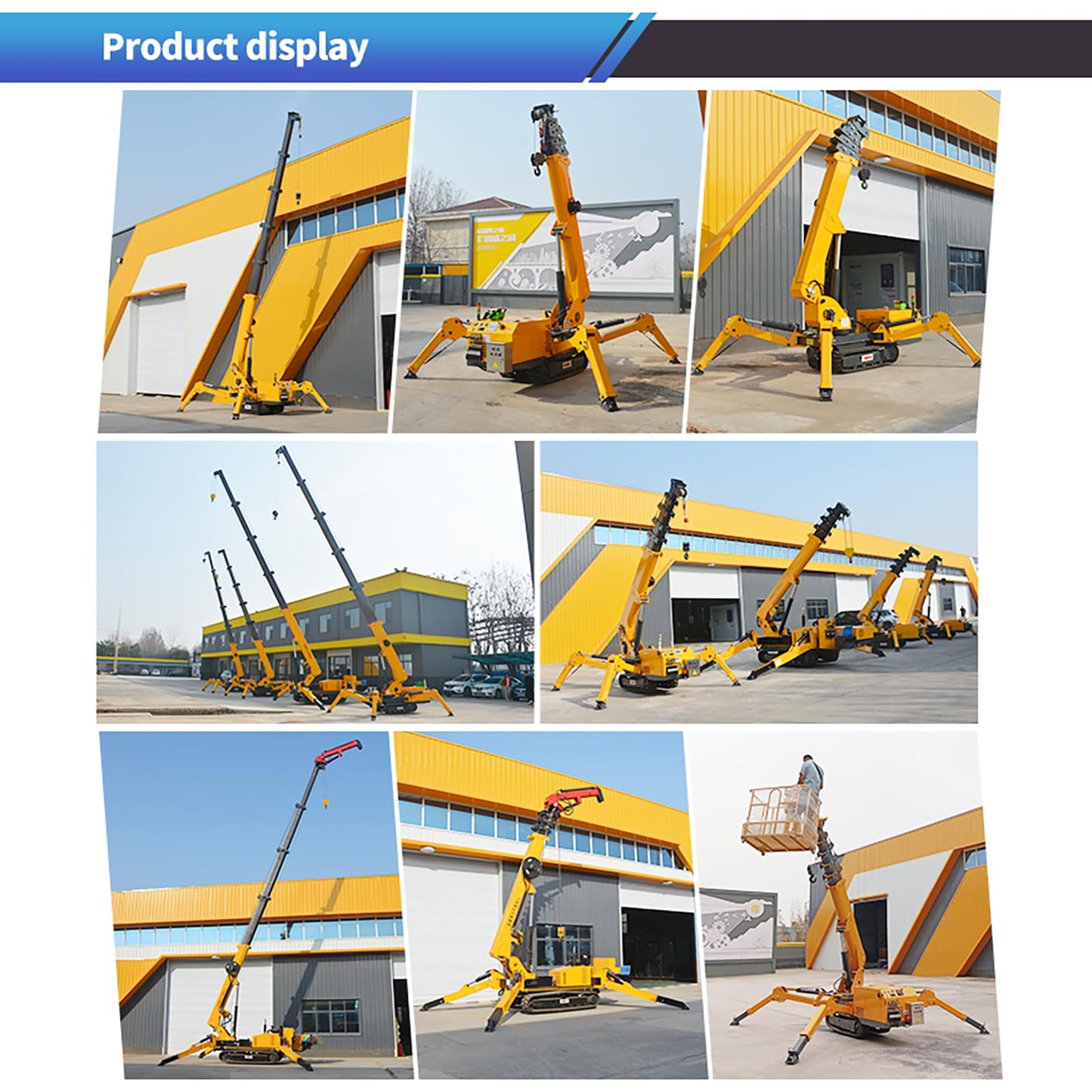 3 Ton Mobile Portable Hoist Crawler Crane Rotating Boom Tracked Chassis for Indoor Renovation Lift Basket Compatible