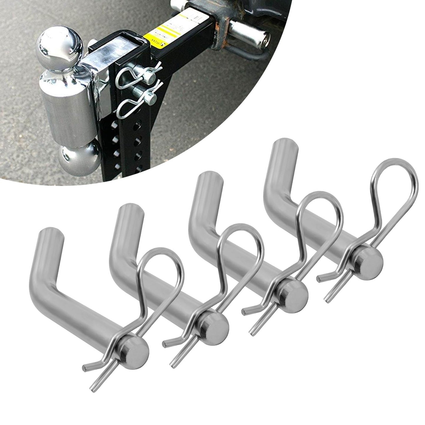 SYOWADA 4Pcs Steel Trailer Hitch Pin & Clip with Grooved Head Fits 2 Or 2-1/2-Inch Receiver, 5/8-Inch Diameter Trailer Hitch Pin for Towing