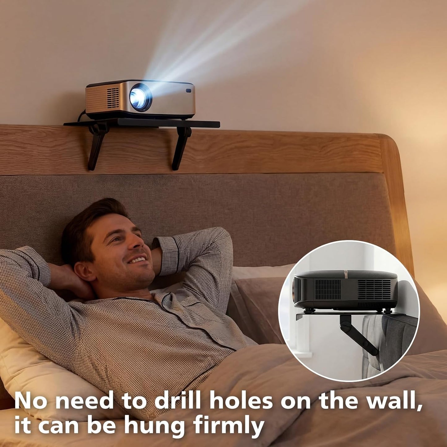 ElaraBerry 10.6 8.2 Inch No Drill Metal Projector Shelf for Wall Mounted, x Adjustable Angle Projector Stand for Sofa
