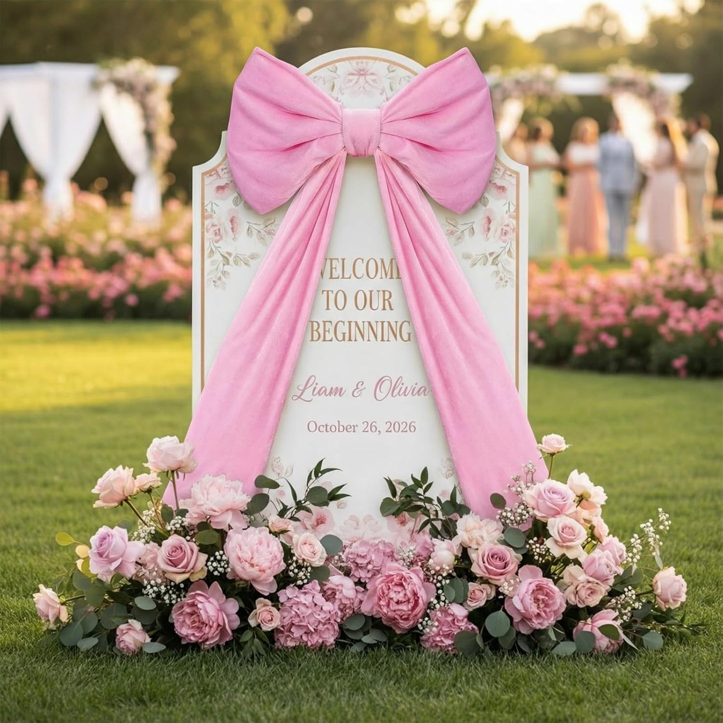 Skiennix Large Pink Velvet Bows - 24 x 52 Inch Christmas Tree Topper & Wedding Decor