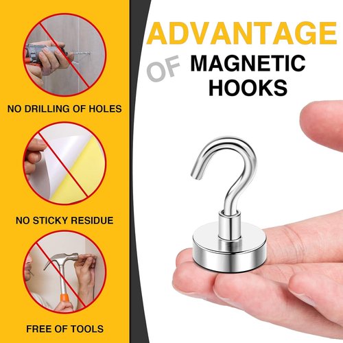N52 Magnetic Hooks by [Brand Name] - 30lbs Pulling Force Rare Earth Magnet with Countersunk Eyebolt