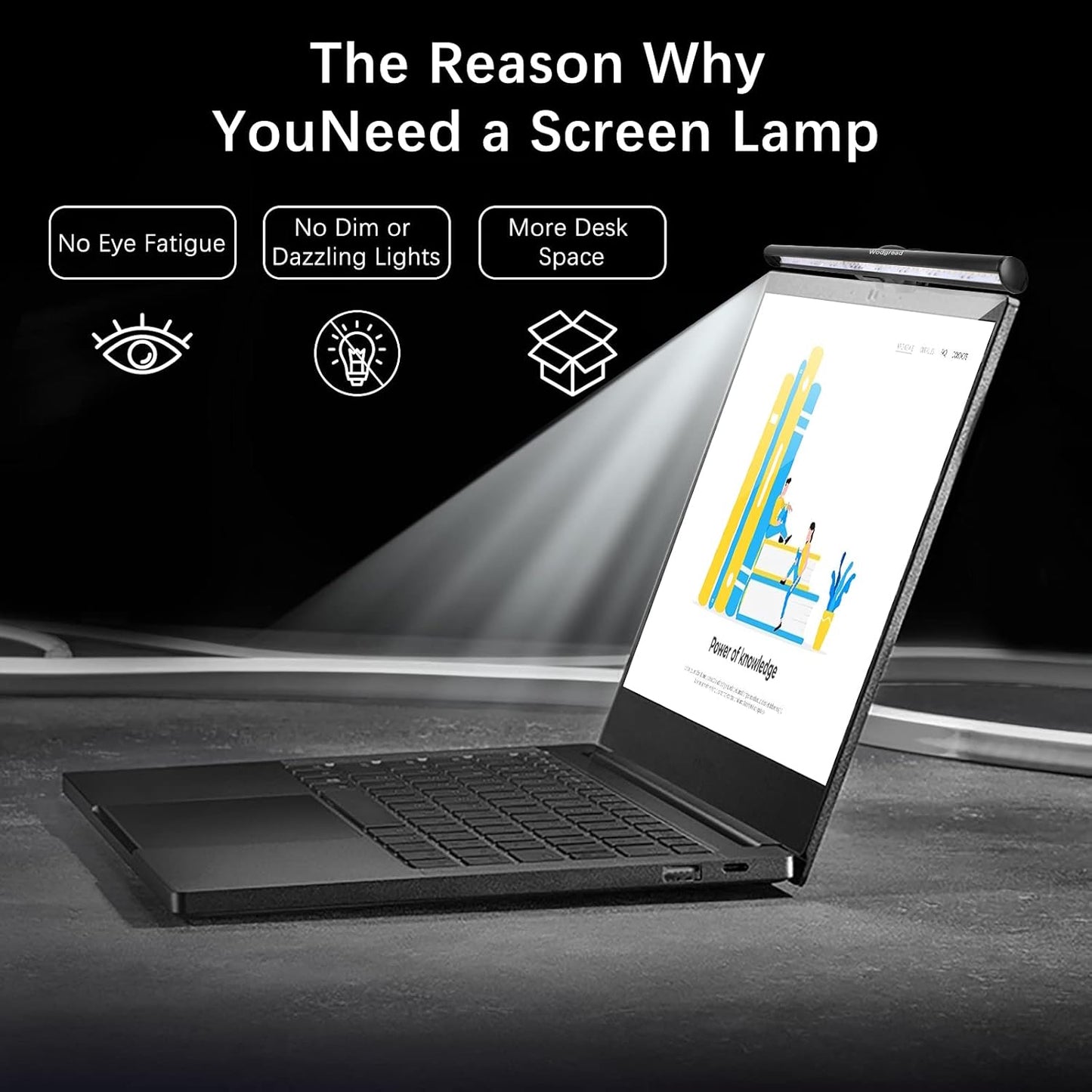 Wodgreat Laptop Monitor Lamp, LED Screen Light Bar, Adjustable Brightness & Color Temperature, Eye-Care Tablet Lamp