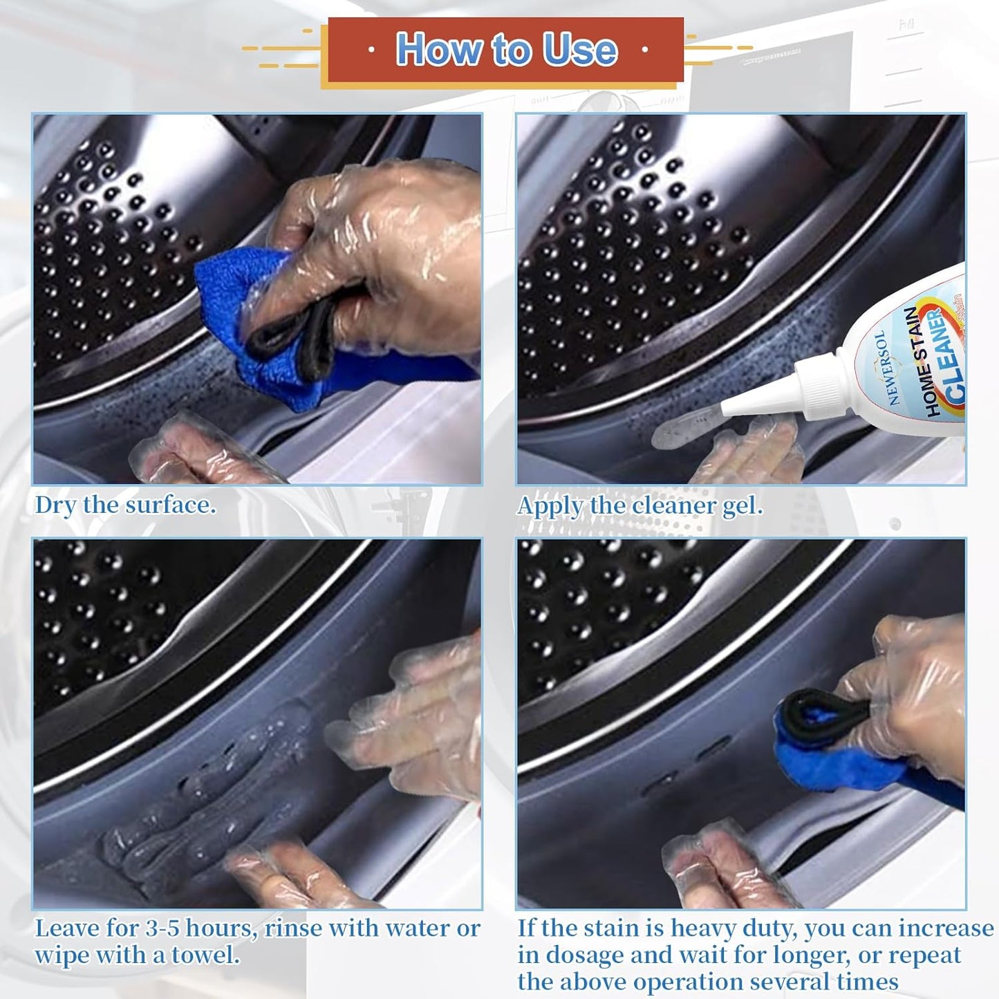 Skiennix Black Stain Remover Gel - Powerful Washing Machine & Grout Cleaner | 8 Fl Oz for Home Use